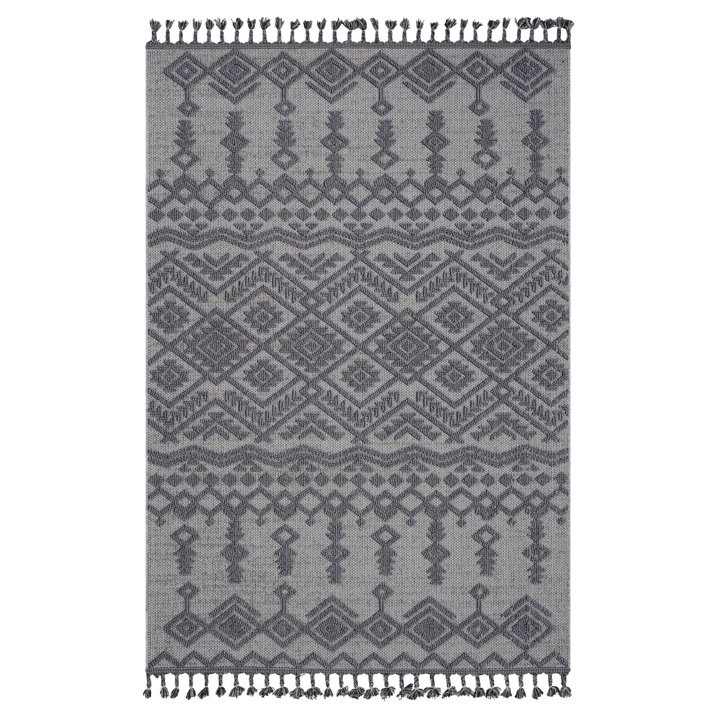 Guros 4X6 White Gray Traditional Indoor Outdoor Area Rug