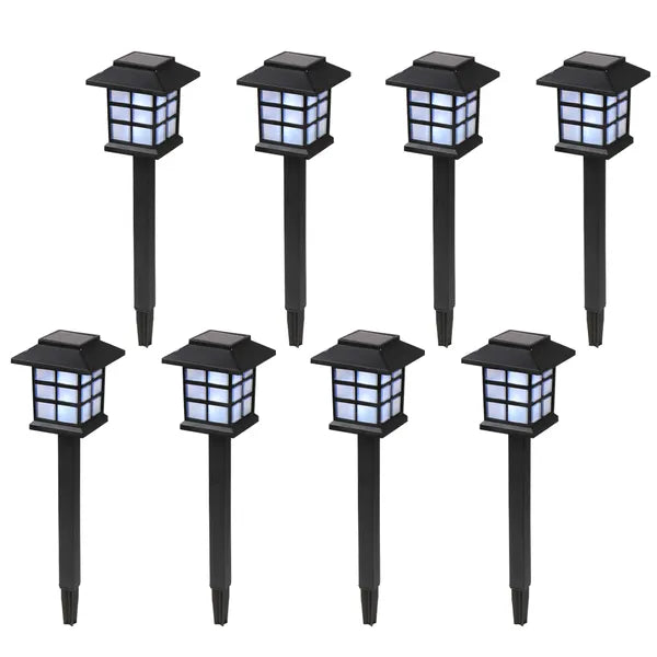 8-Pack White LED Solar Lanterns for Garden Pathway Lighting