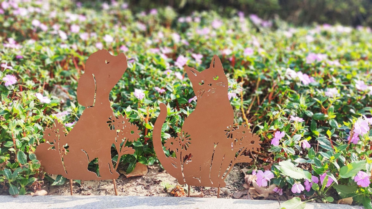 European-Style Pastoral Iron Kitten Flower Holder Garden Wall Decor