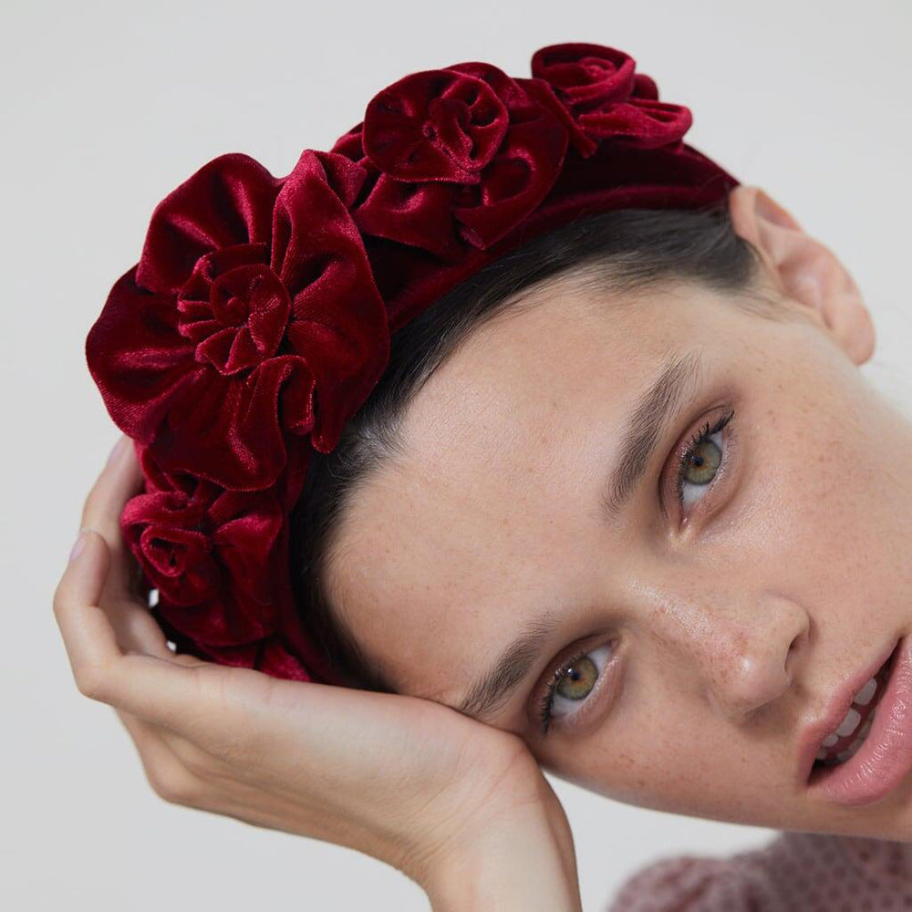 Gold Velvet Flower Headband