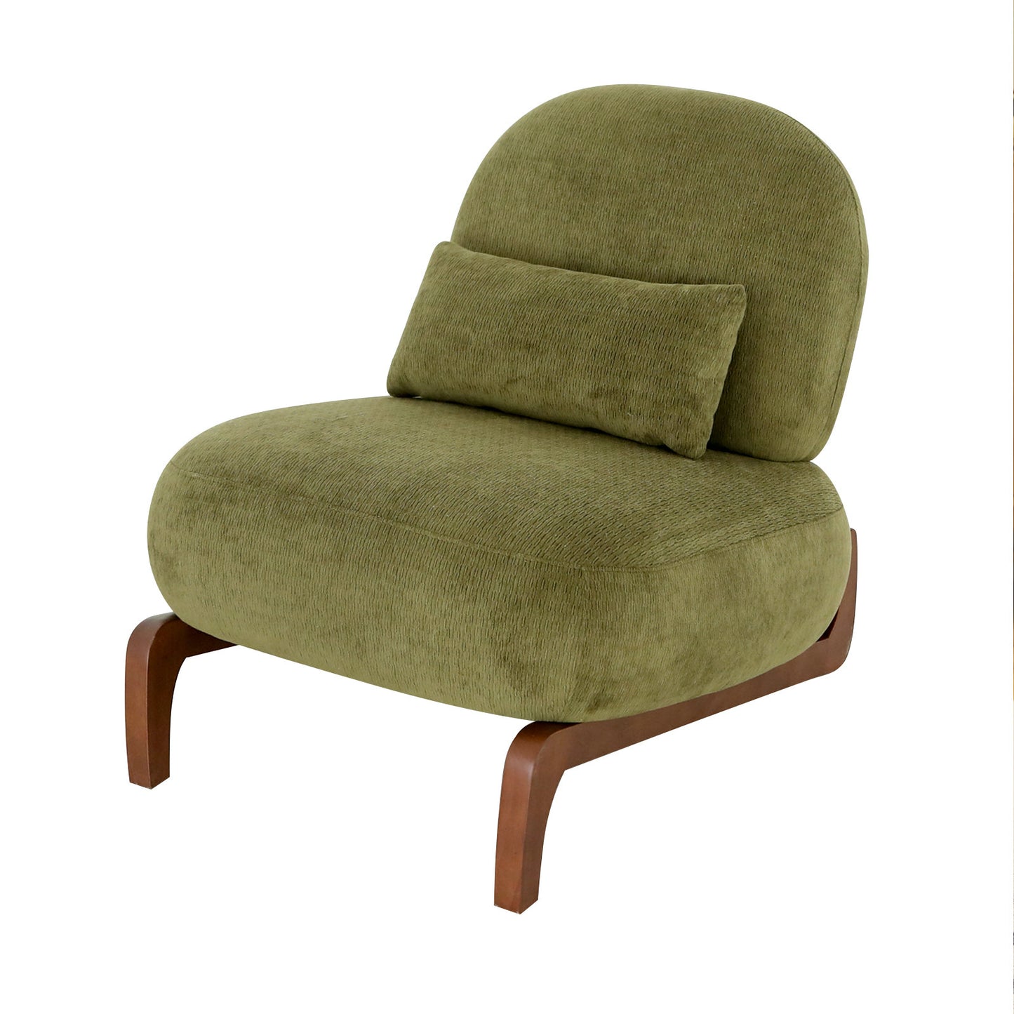 Green Velvet Accent Chair with Solid Wood Legs - Cozy Design