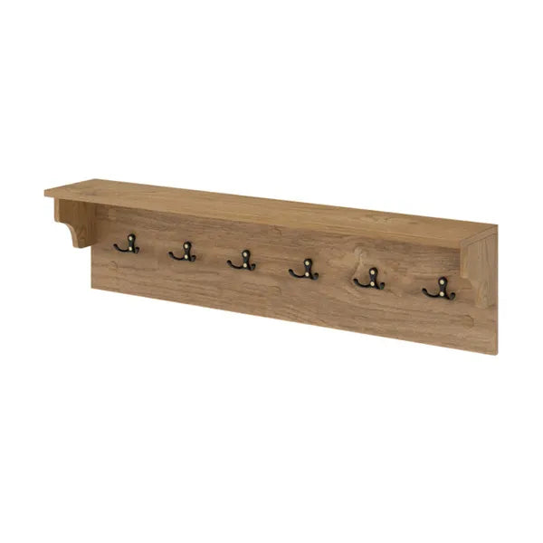 Wall Mount Coat Rack with Shelf - 6 Hooks, 110LBS Capacity