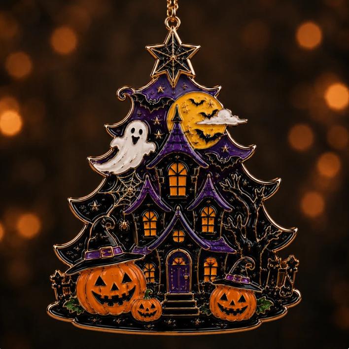 Halloween Christmas Tree Acrylic Decorations Set - Festive Holiday Ornaments