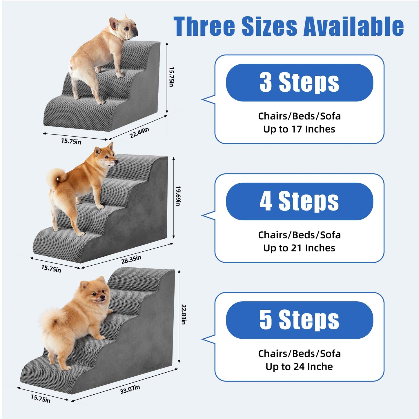 Curved Pet Steps for Small Dogs and Cats - High-Density Foam