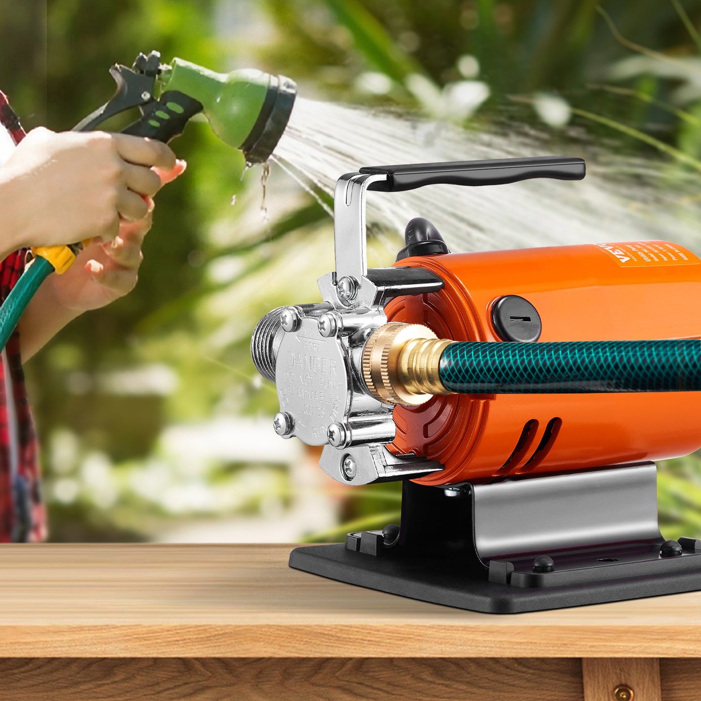 Portable 120V Water Transfer Pump 360 GPH for Garden, Pool, Pond - Orange