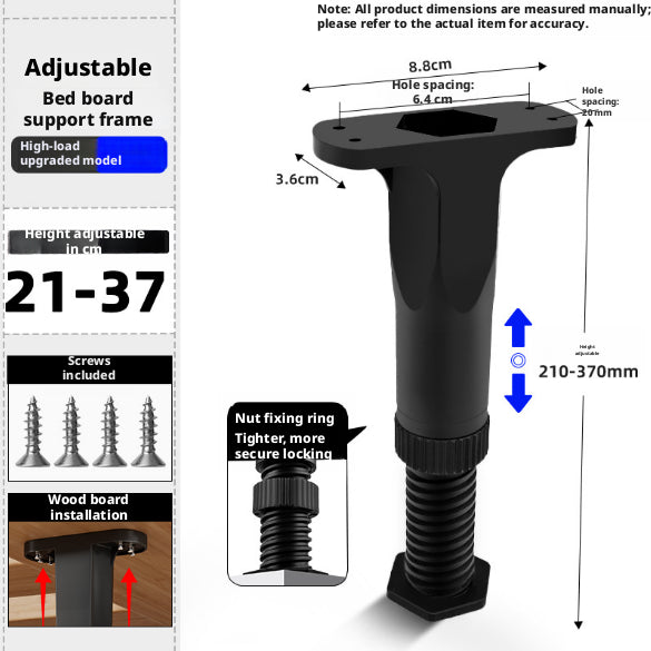 Adjustable Support Frame for Kitchen Storage - Black, 16x8.8x36cm, ABS Material