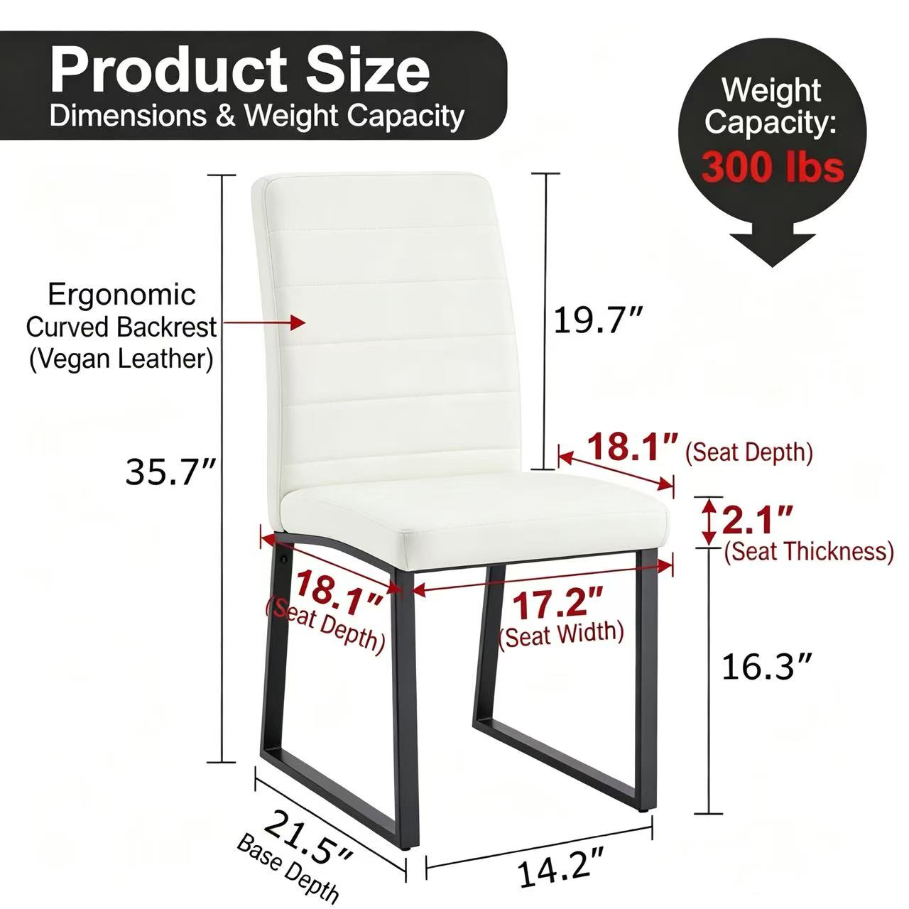4-Pack - Premium PU Office Dining Chairs With High-density Foam,
