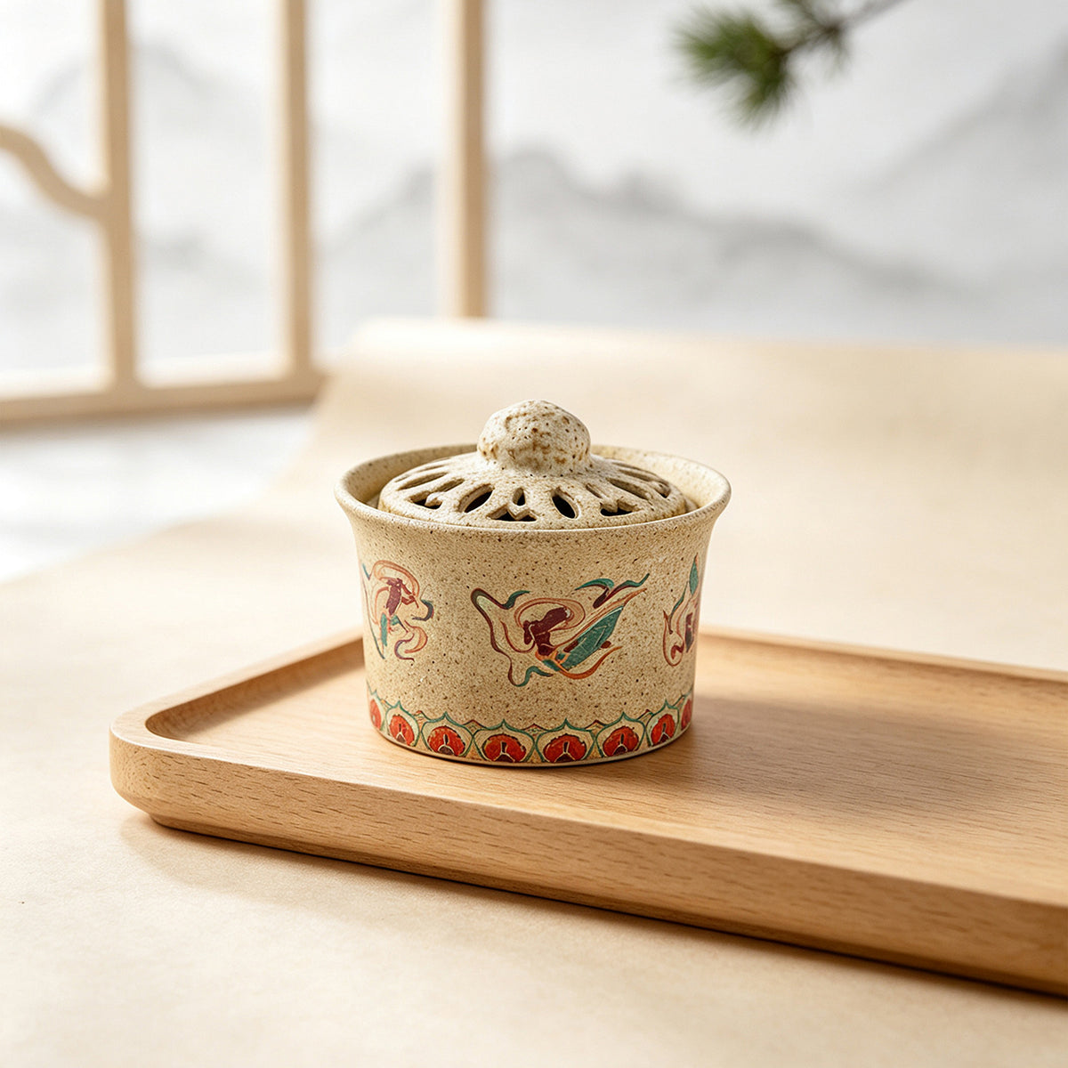 Ceramic Incense Burner for Home Use - Handmade Retro Style ZXL Dunhuang