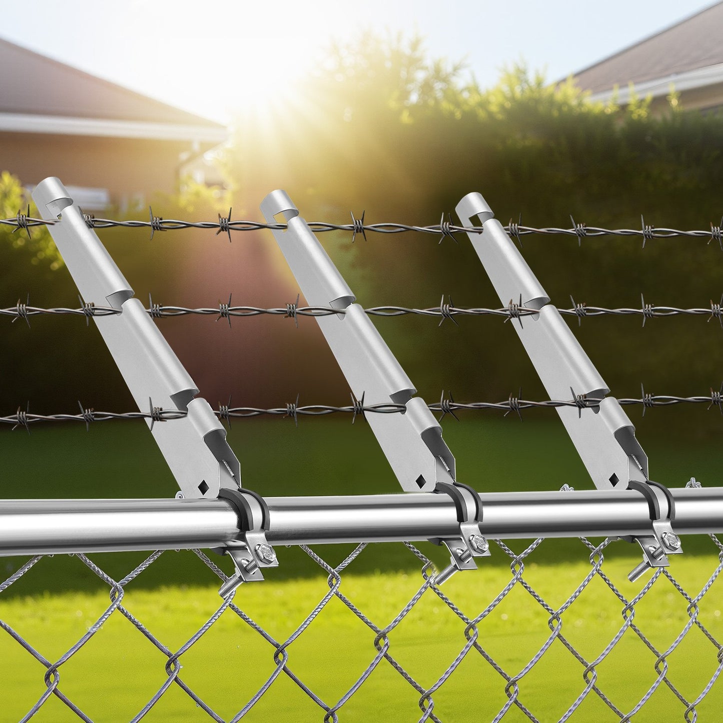 10 Pack 14.8-Inch Fence Post Extenders for Chain Link Fence - Silver