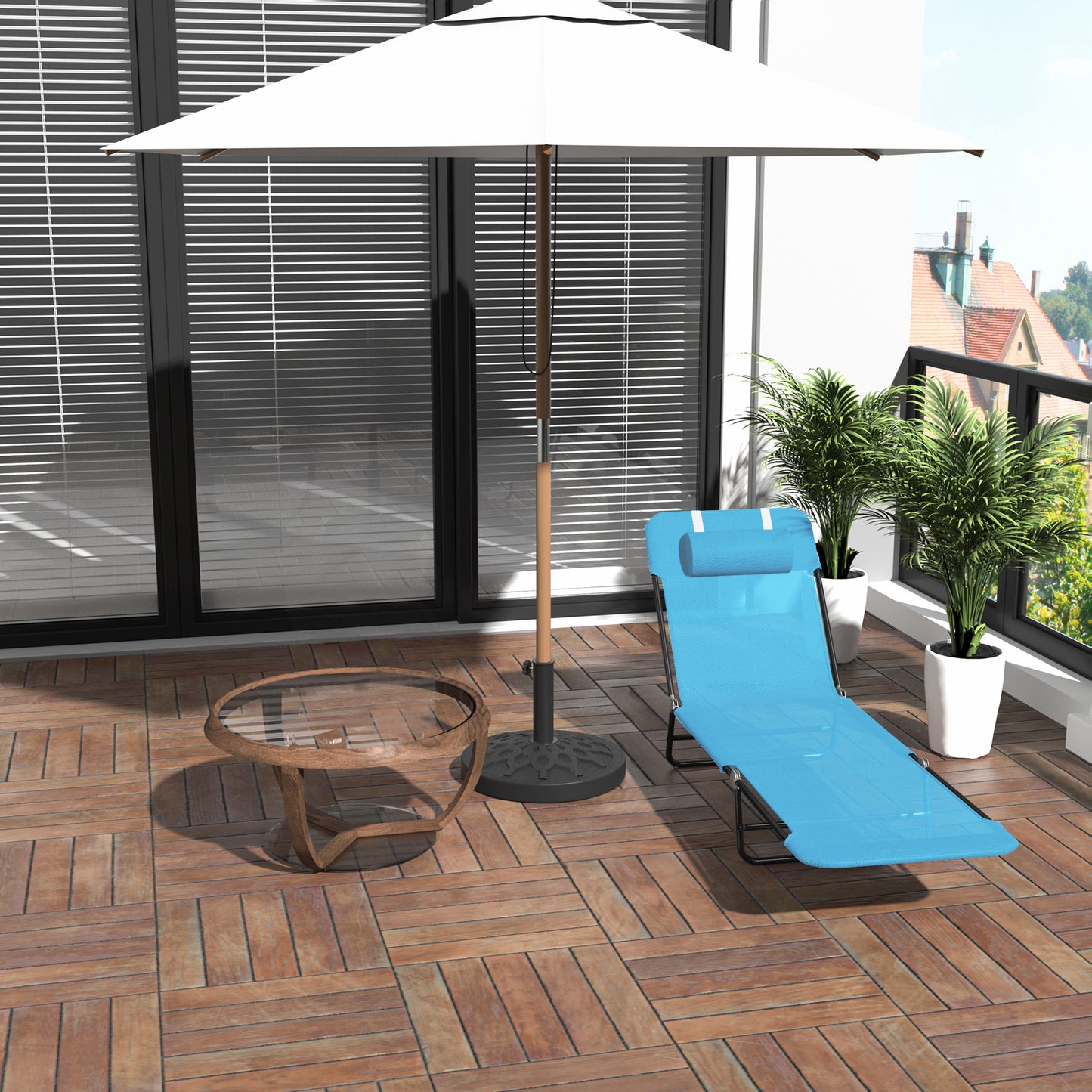 Folding Chaise Lounge Chair - 5-Position Recliner, Blue