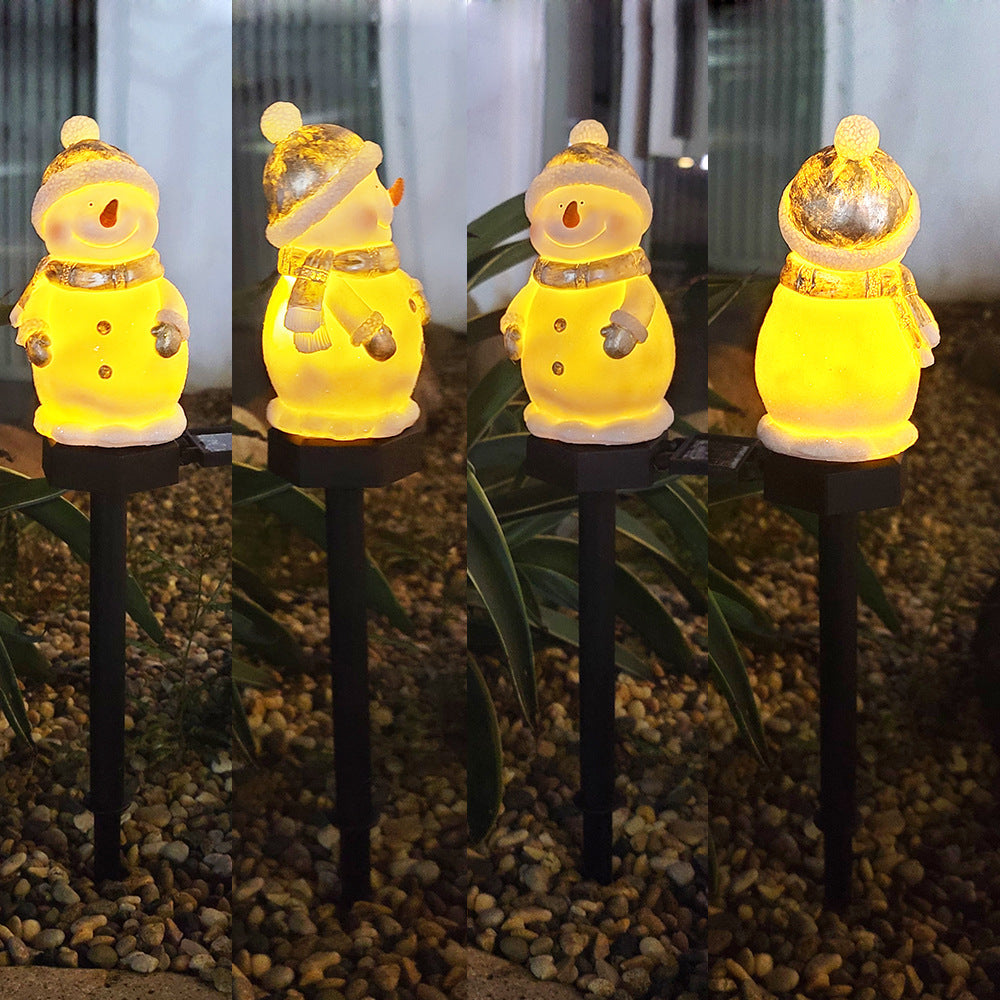 Outdoor Solar Snowman Landscape Light Garden Decor Waterproof Ground Lamp Christmas