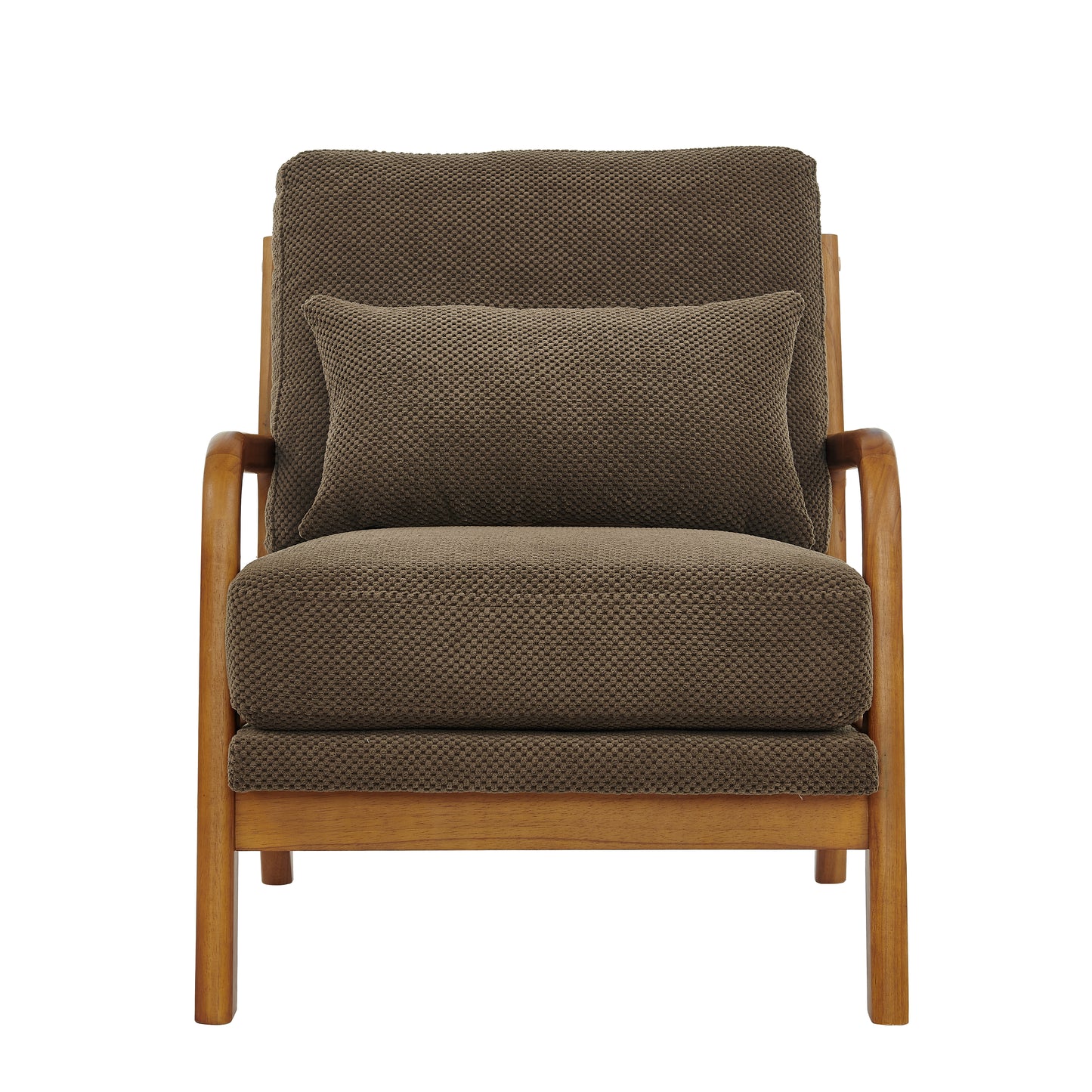 Mid-Century Modern Wooden Lounge Chair - Coffee Upholstery