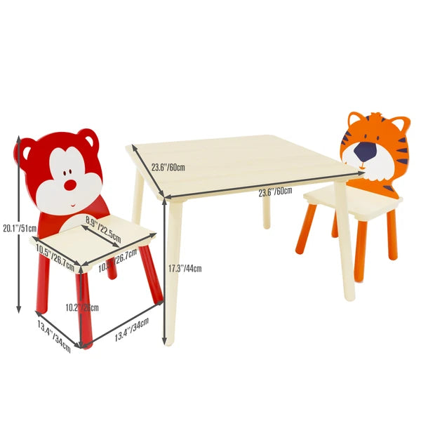 Kids Table And 2 Chairs Set, 3 Pieces Toddler Chair Wooden Activity