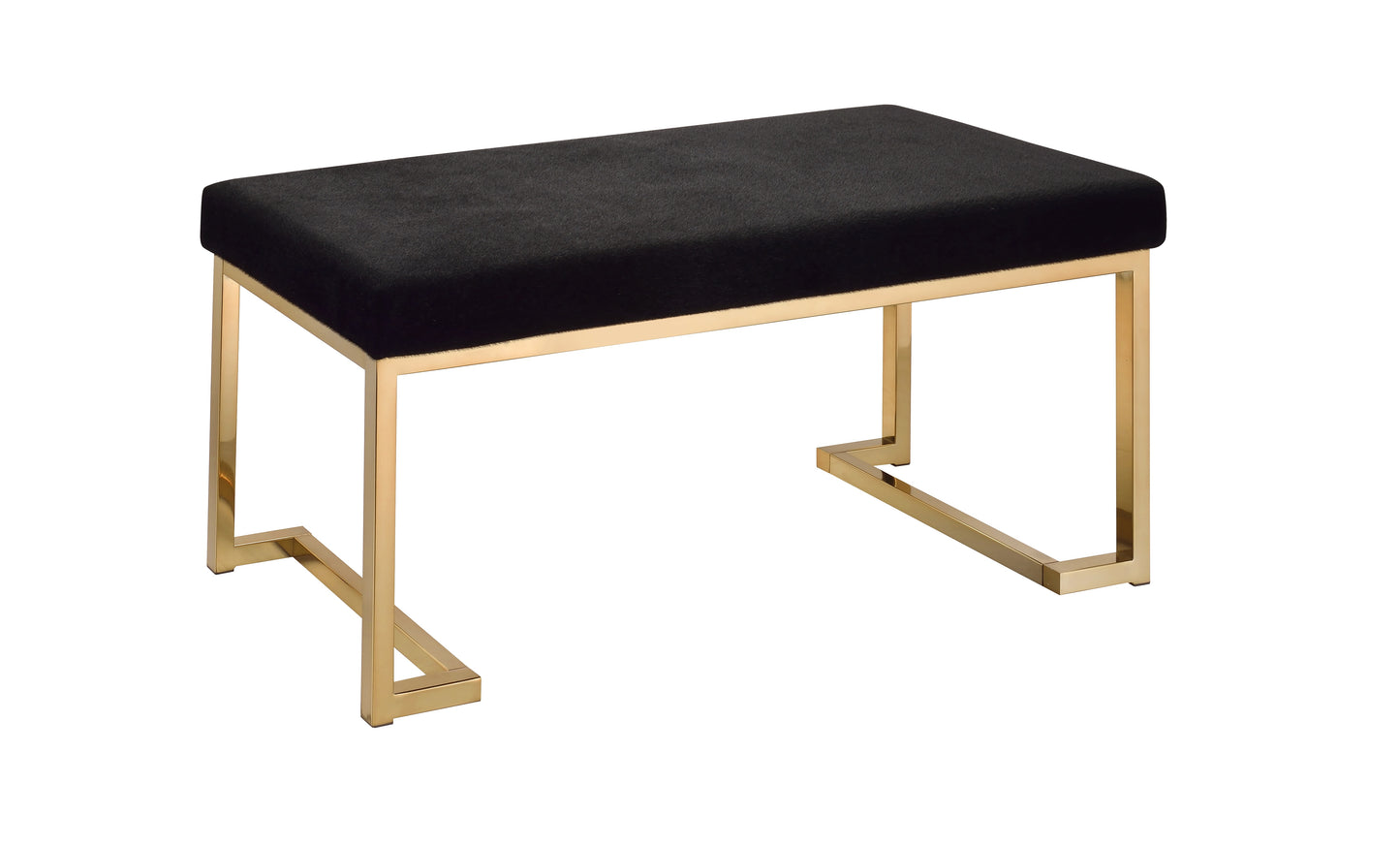 Boice Black Faux Fur & Champagne Finish Bench