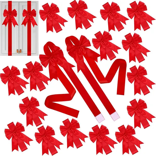 18 Pcs Large Red Christmas Ribbons & Bows - 8x40 Inches
