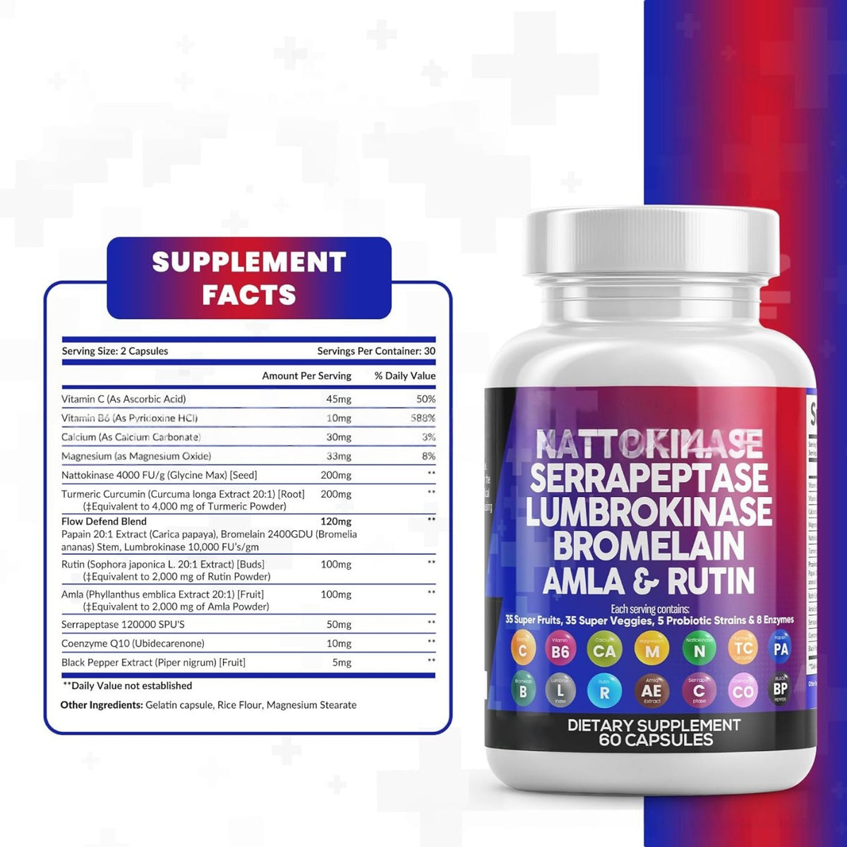 Nattokinase Capsules - 60 Count Bottle