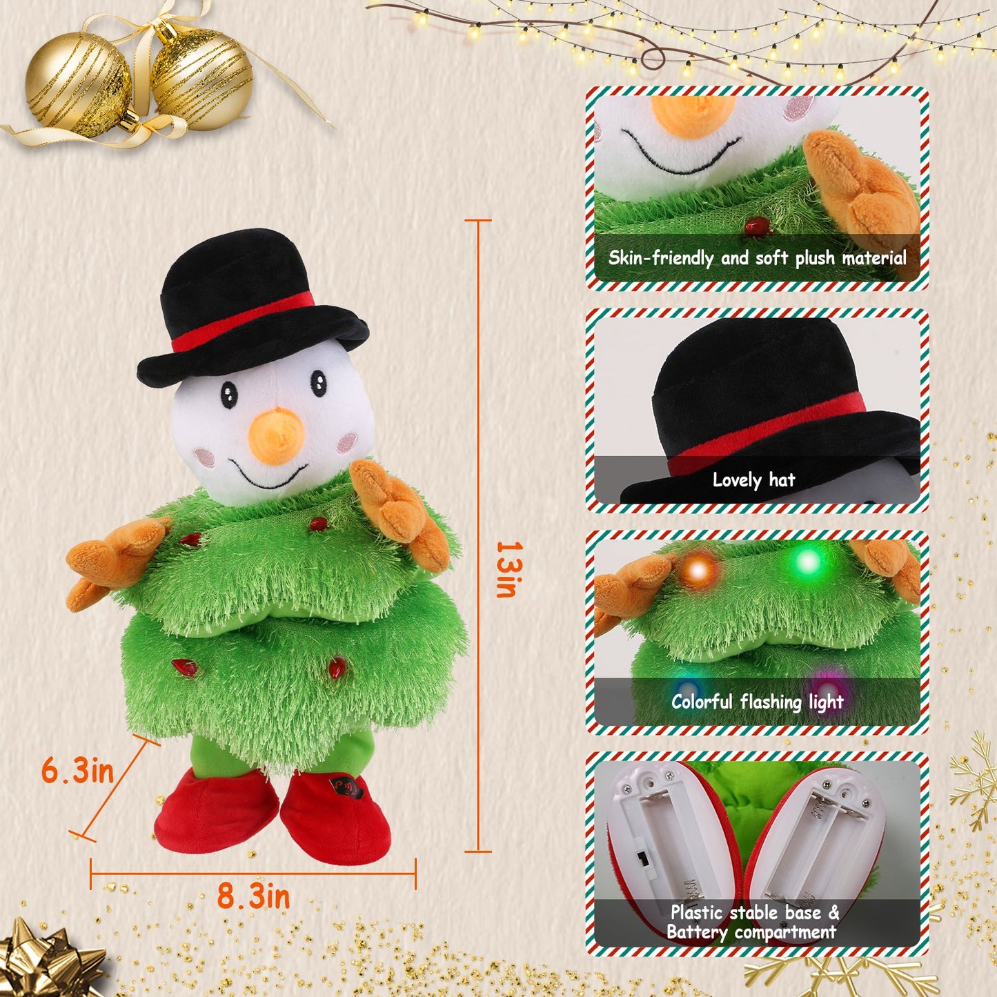 Interactive Dancing Plush Toy - Mimicking & Singing - Christmas Gift
