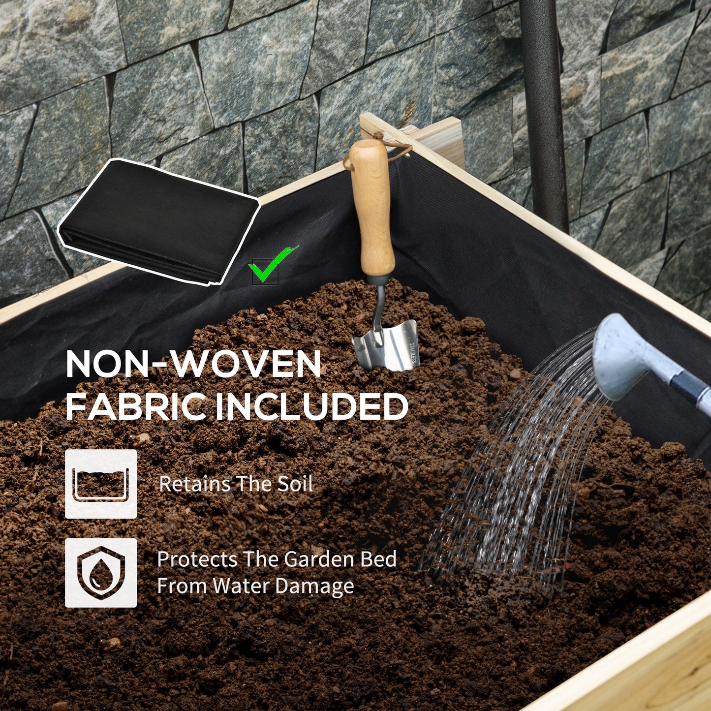 3-Tier Raised Garden Bed with Water Draining Fabric for Vegetables Herbs and Flowers