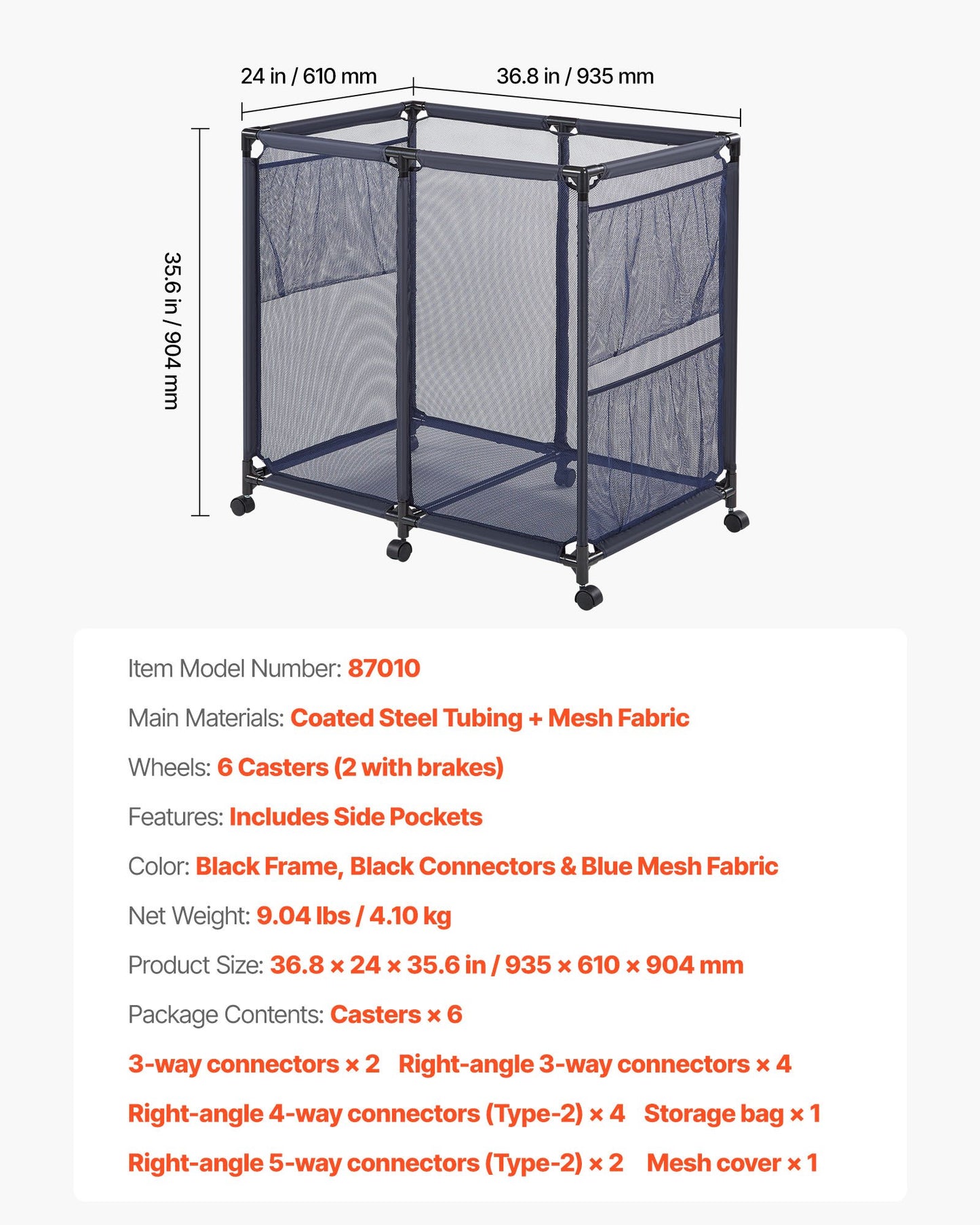 Pool Storage Bin with Casters & Side Pockets - Heavy Duty Mesh Organizer for Pool Toys