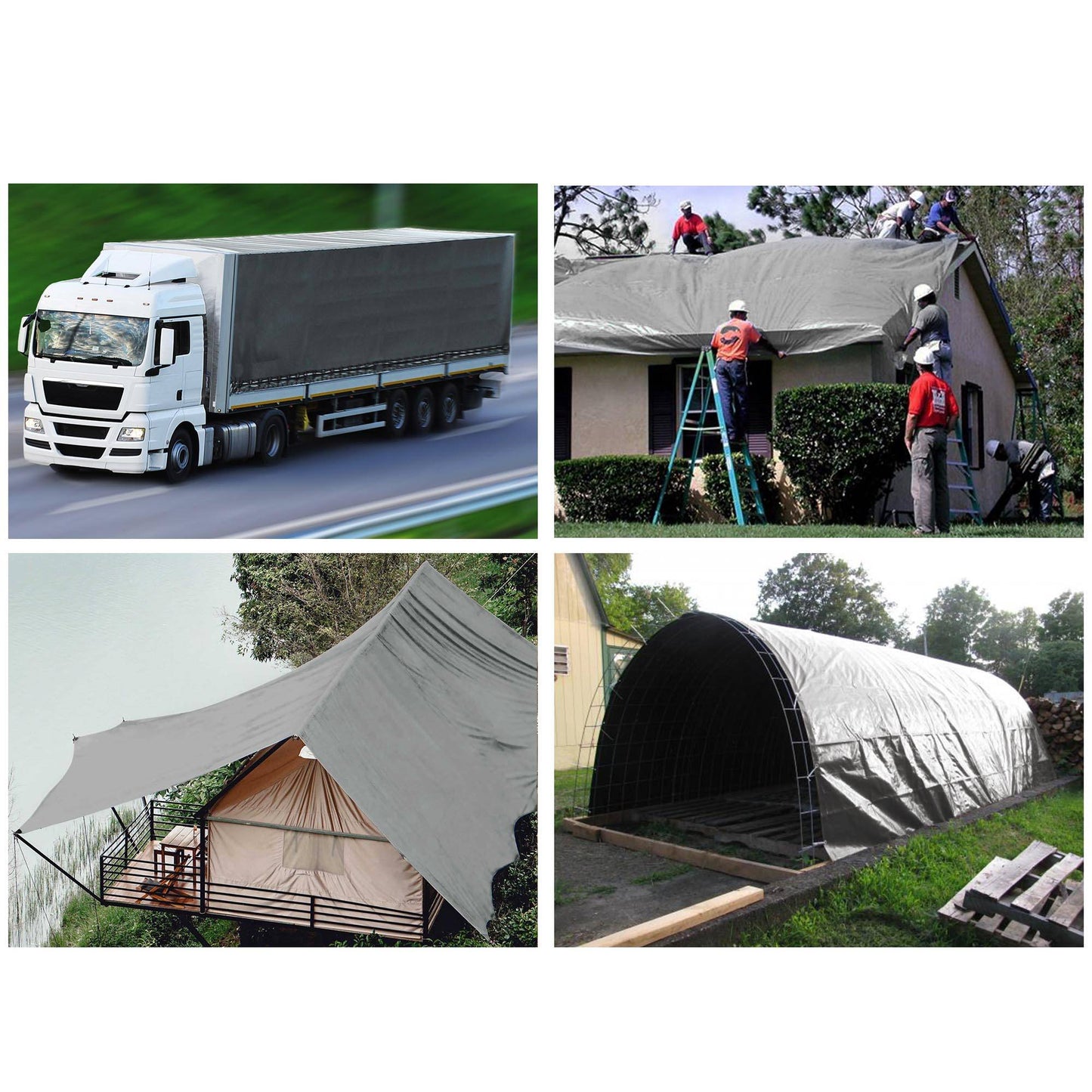Heavy Duty Poly Tarp 30x40ft Waterproof UV-Resistant Silver Black Shelter Cover