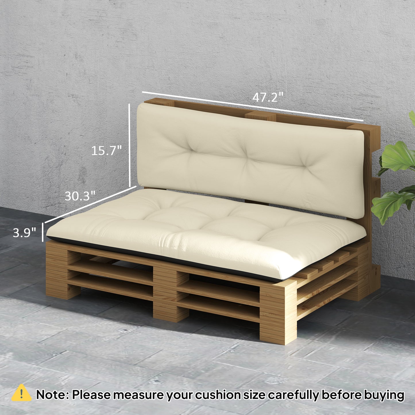 Outdoor Pallet Cushions Set - 3.9" Thick Tufted Design, Cream White