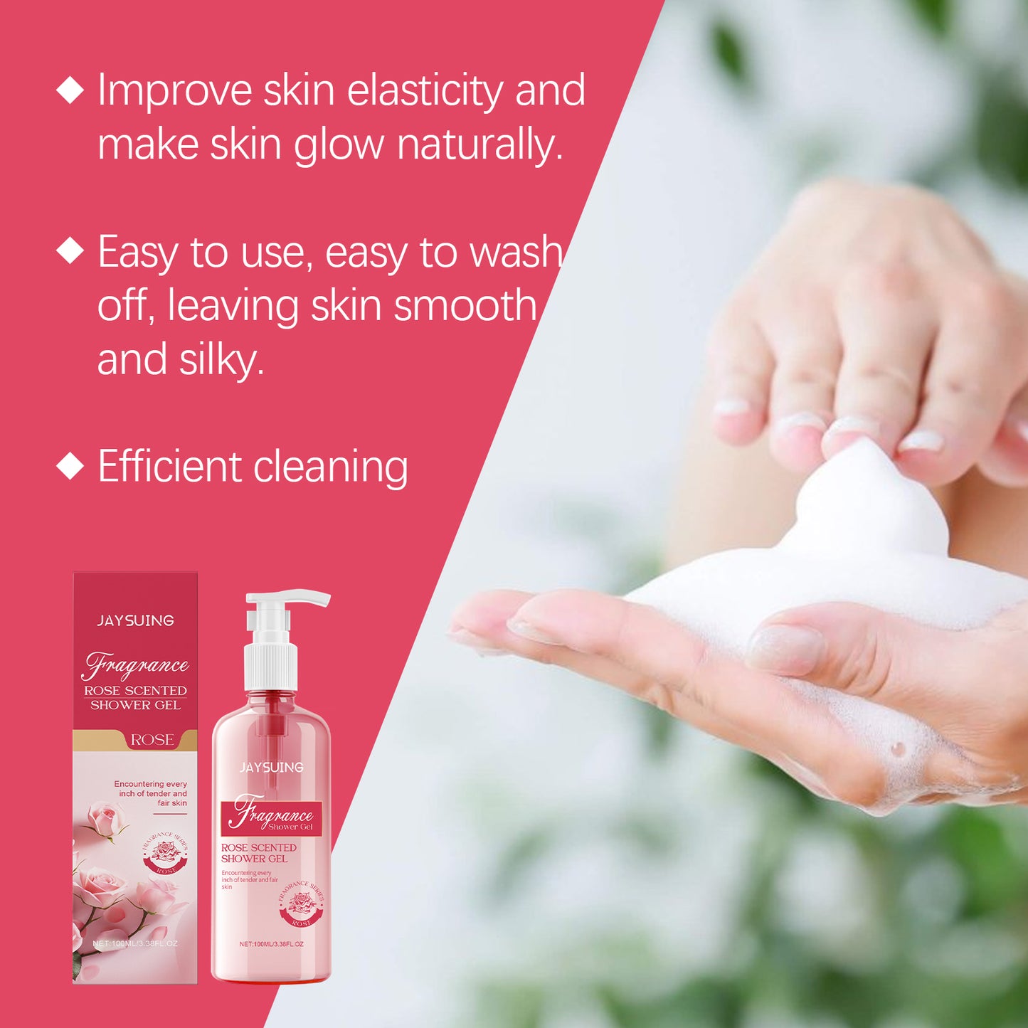Rose Scented Moisturizing Body Wash - 100ml Gentle Cleansing Shower Gel
