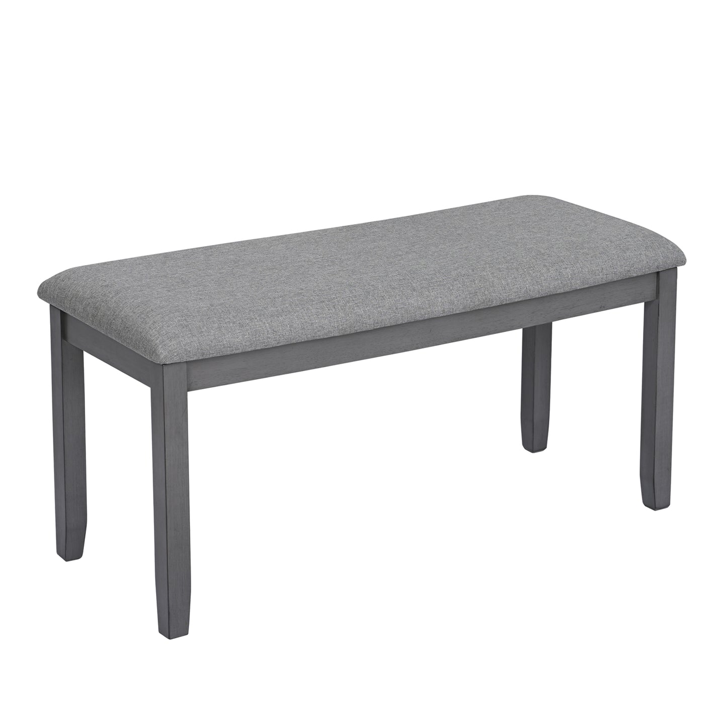 Rectangular Dining Table Set for 6 - Wooden Table with Upholstered Chairs & Bench - Grey