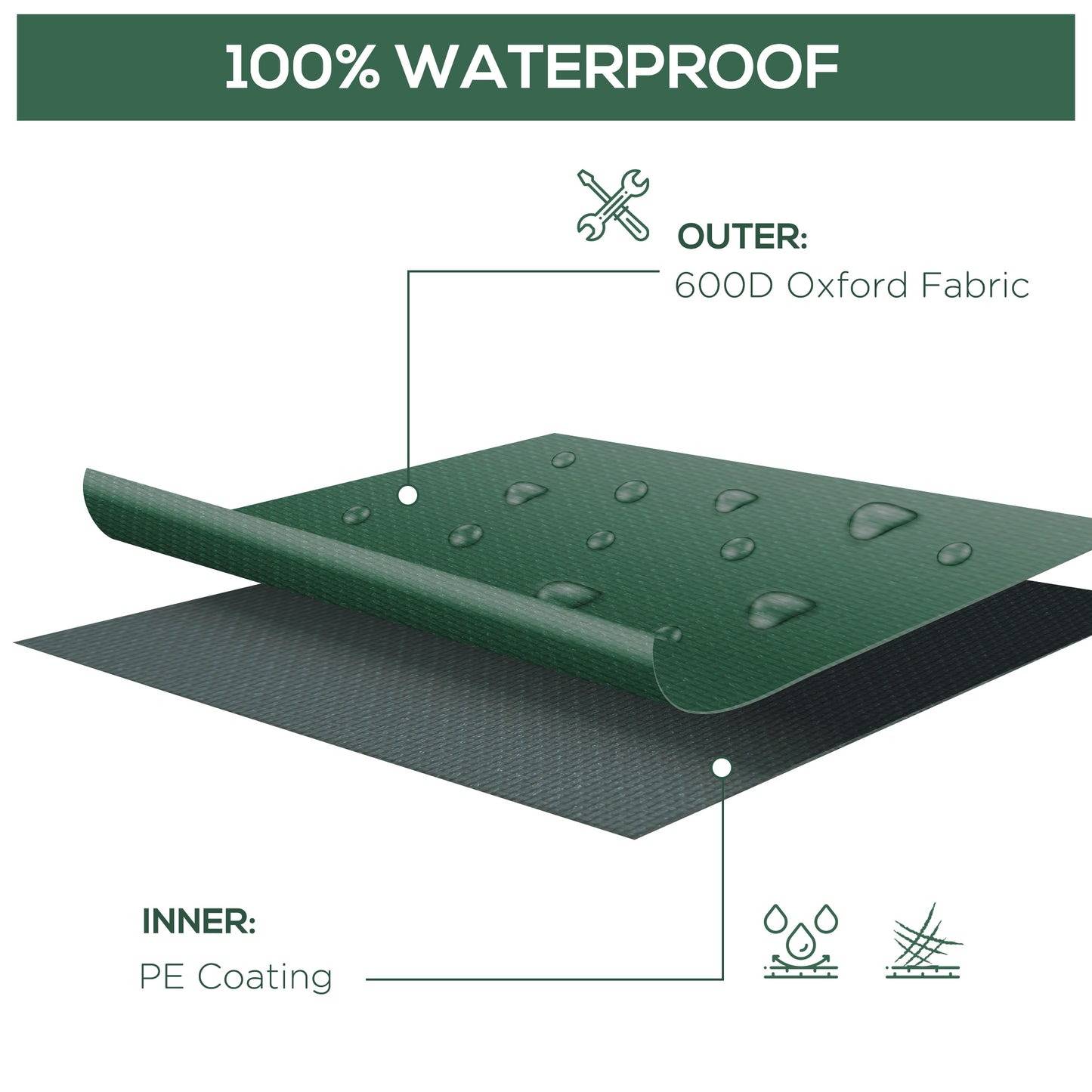 Heavy Duty Waterproof Outdoor Sectional Sofa Cover - Dark Green