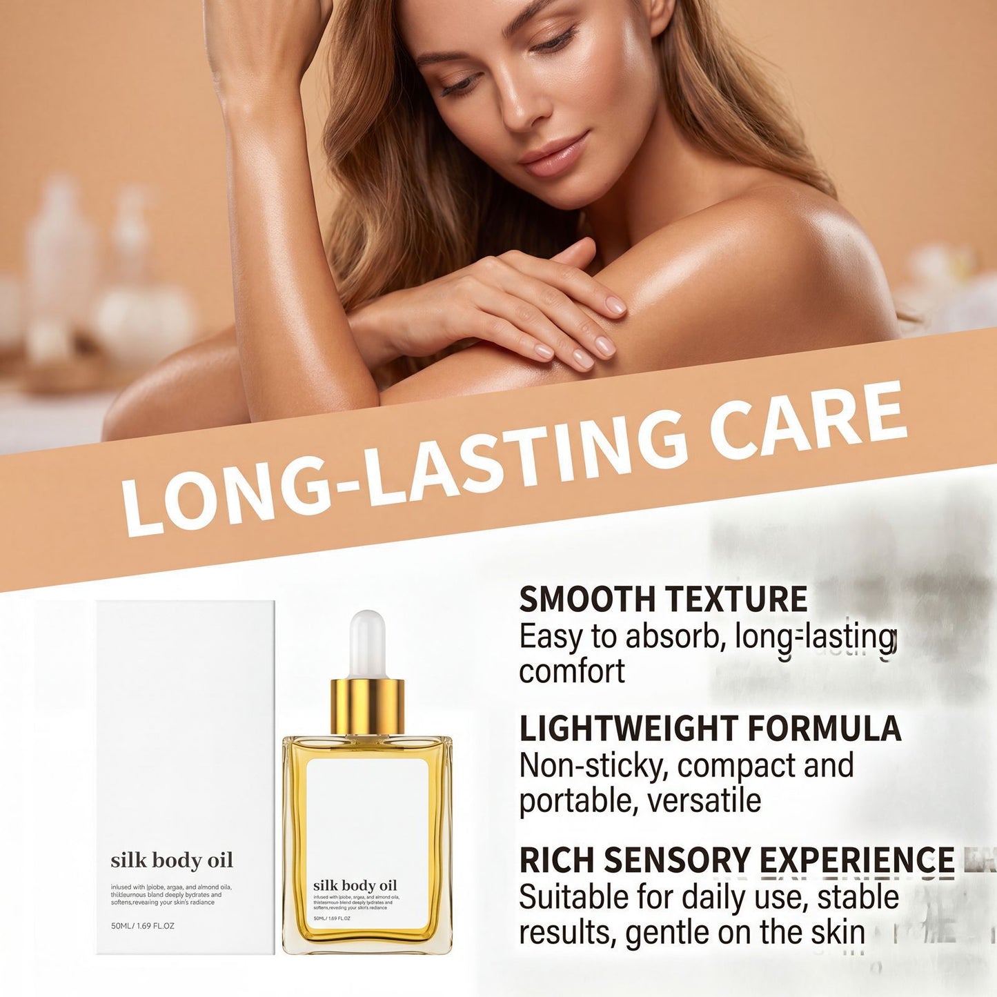 Silk Body Oil 50ML - Nourishing Skin Moisturizer for Face & Body