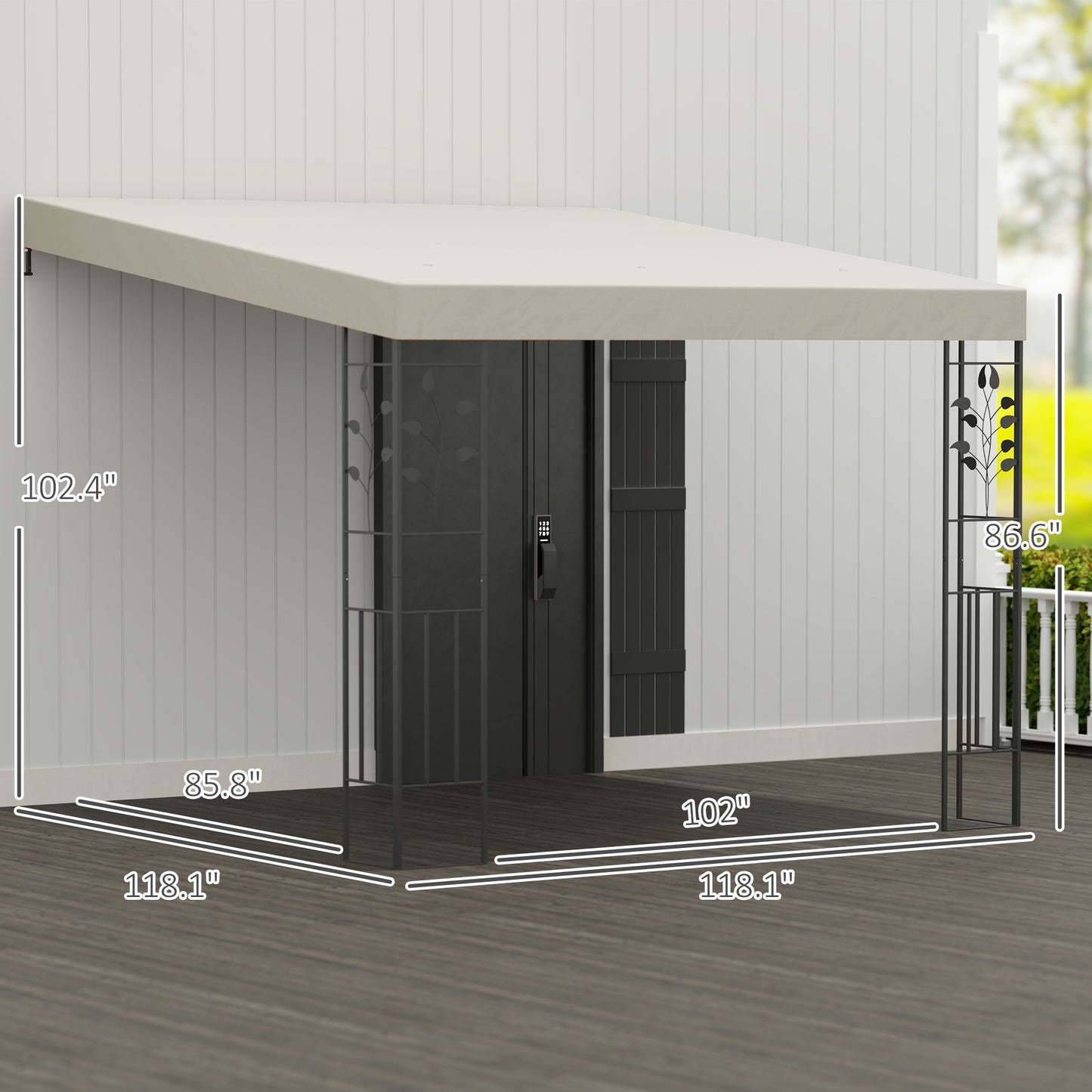 10x10 Outdoor Metal Pergola Canopy with Drainage Holes - Cream White
