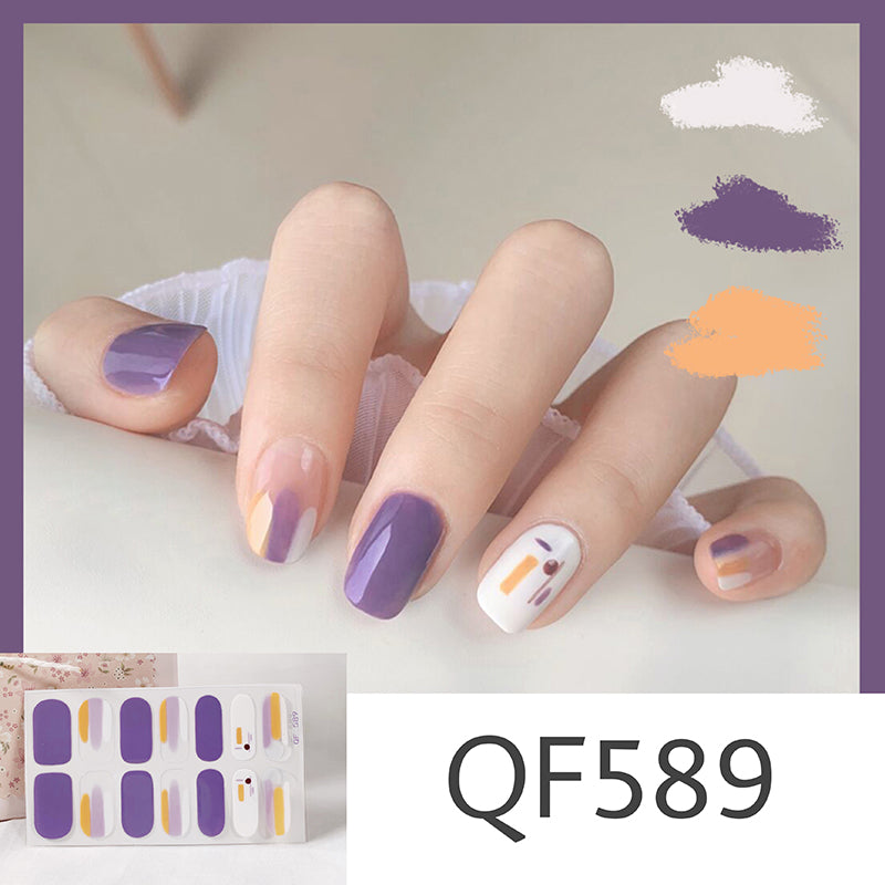 Waterproof Nail Art Stickers - 14pcs Durable Eco-Friendly Decals for Nails