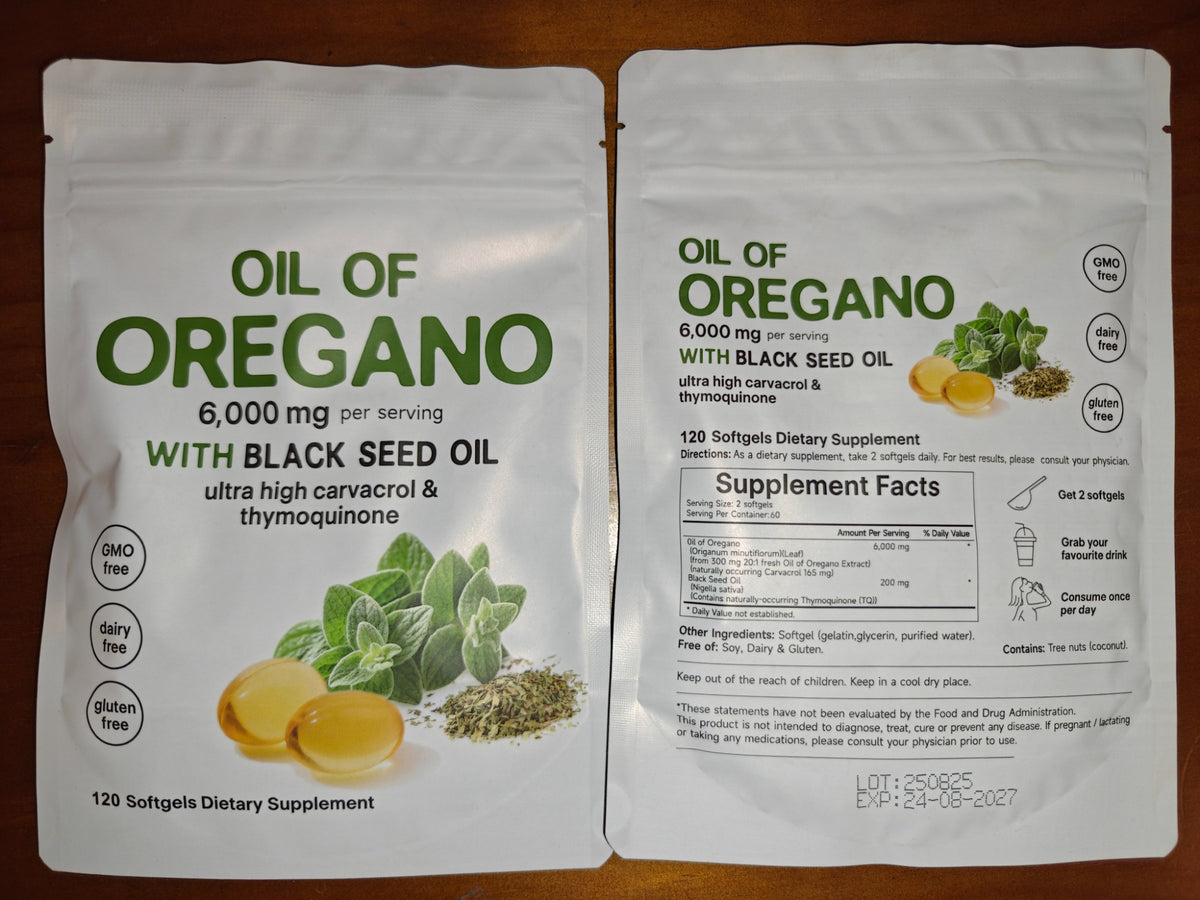 Oil of Oregano & Black Seed Oil 6,000mg - 120 Softgels