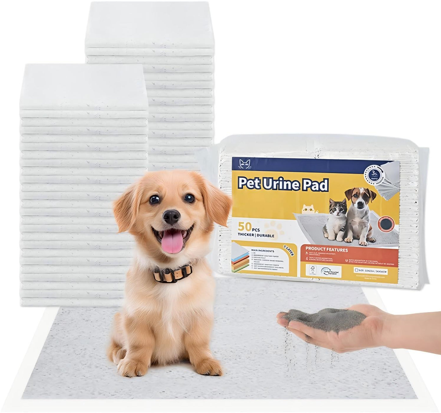 Pet Training Pads 50-Count Leak-Proof 5-Layer Absorbent Puppy & Dog Pads 22 Inch Square