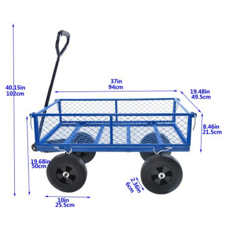 Garden Trolley Cart with Solid Wheels Multi-Functional Tool Cart for Yard and Farm Use