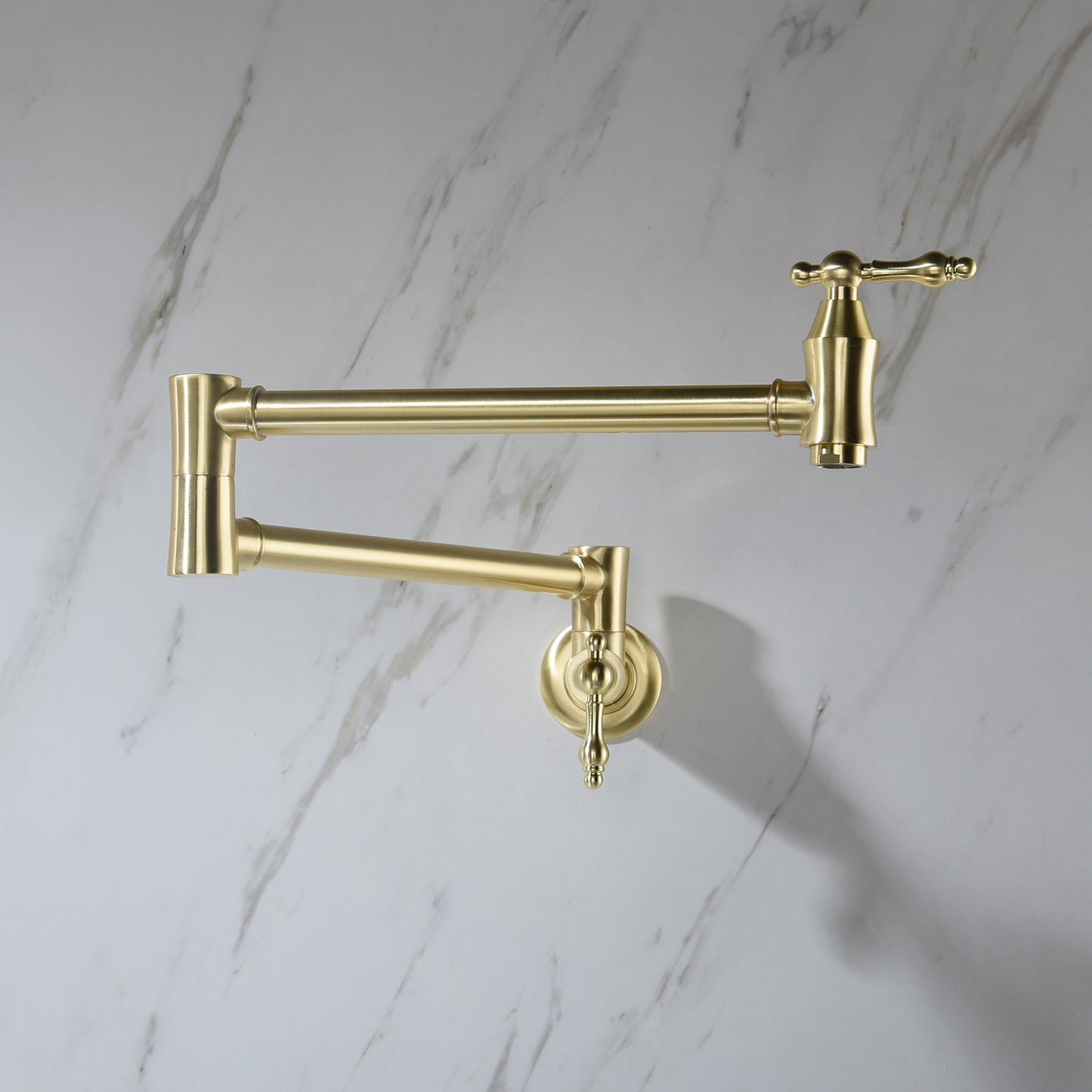 Wall Mount Pot Filler Faucet - Brushed Gold, 21" Reach