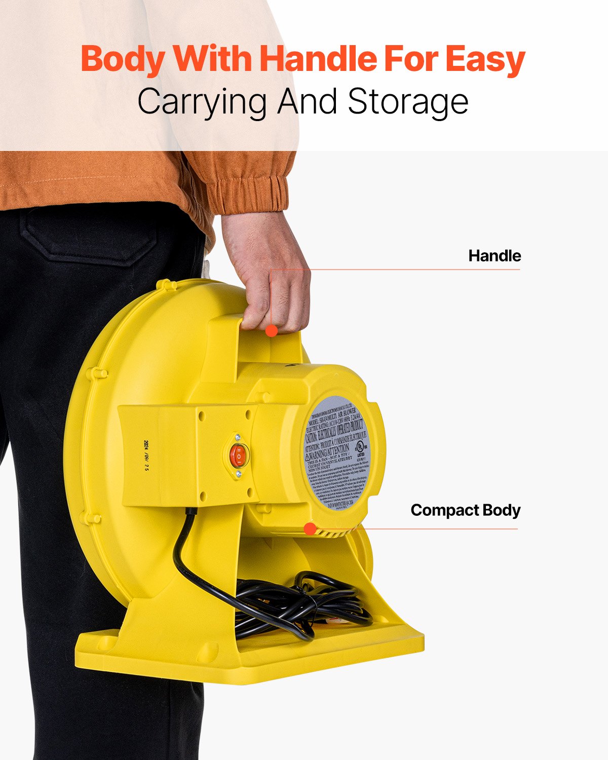 Inflatable Bounce House Blower 0.5-0.6HP 450W Commercial Air Pump Yellow