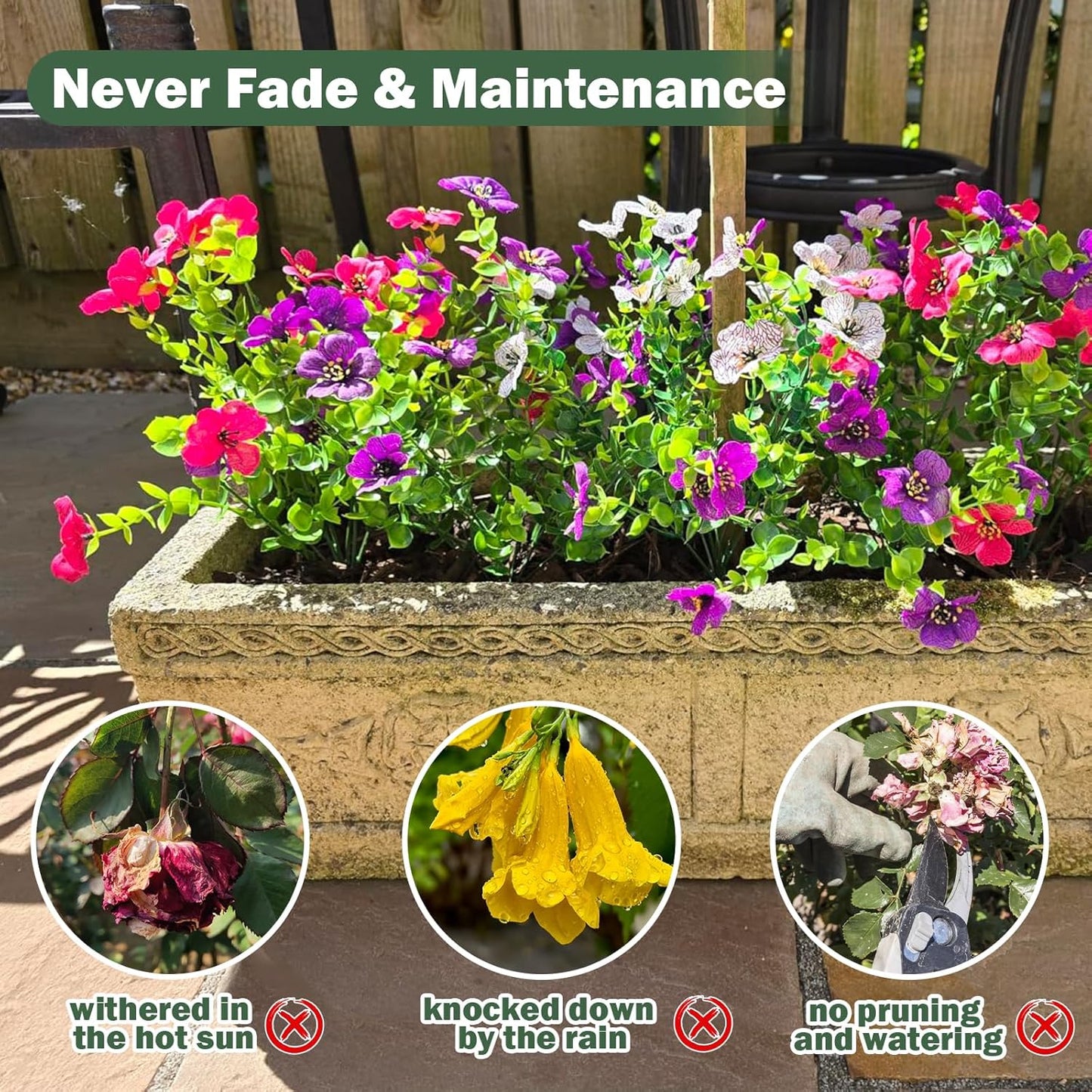 UV-Resistant Artificial Outdoor Flowers - Realistic Faux Flowers