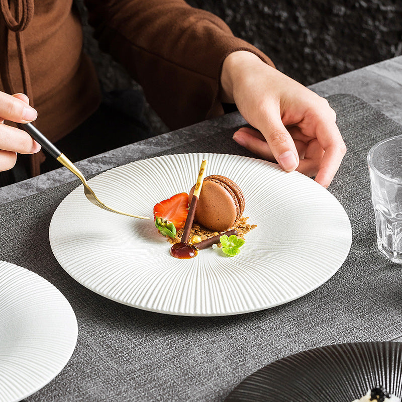 Ceramic Western Food Plate Set - Porcelain Dinner Flat & Shallow Plates