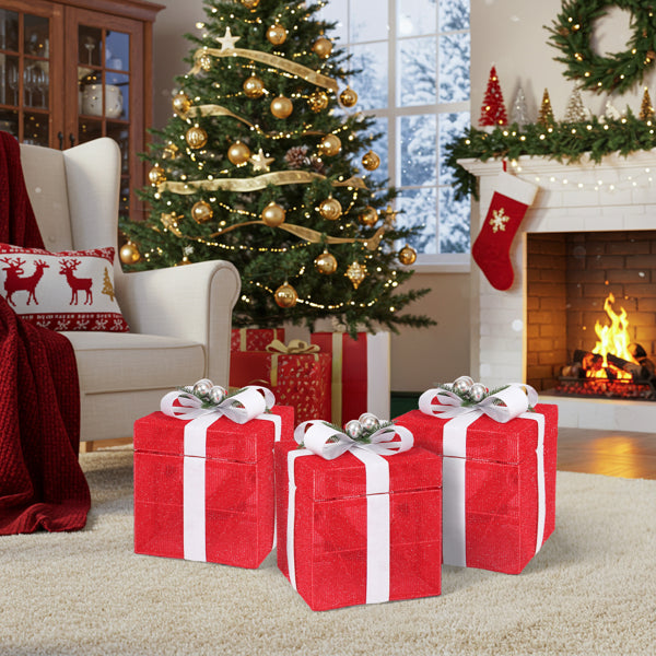 Motorized Pop-up Gift Box with 60 LED Lights - Christmas Decor
