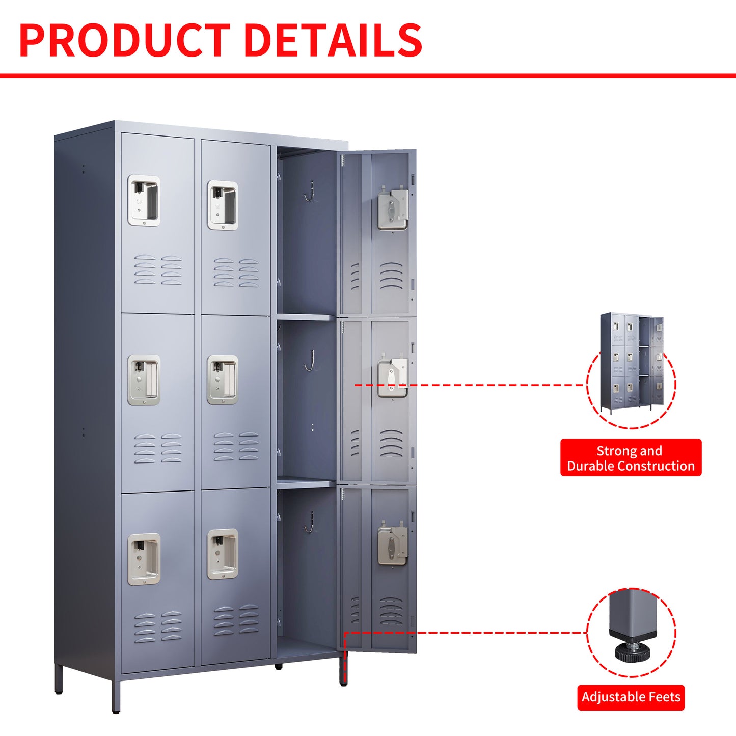 9 Door 72 H Metal Lockers With Lock For
