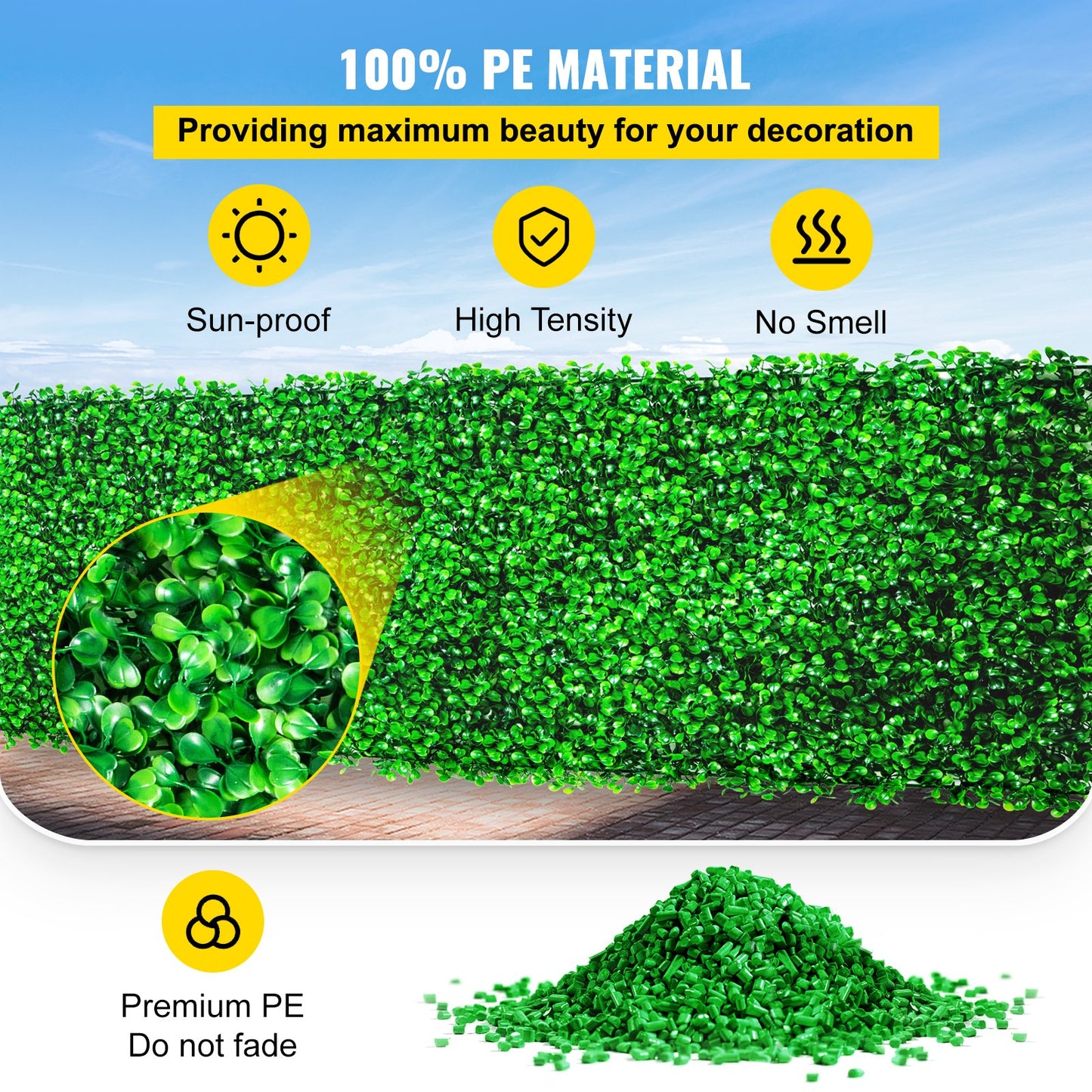 Artificial Boxwood Hedge Wall Panels 48pcs UV Resistant Green Fencing Decor 10x10 Inches