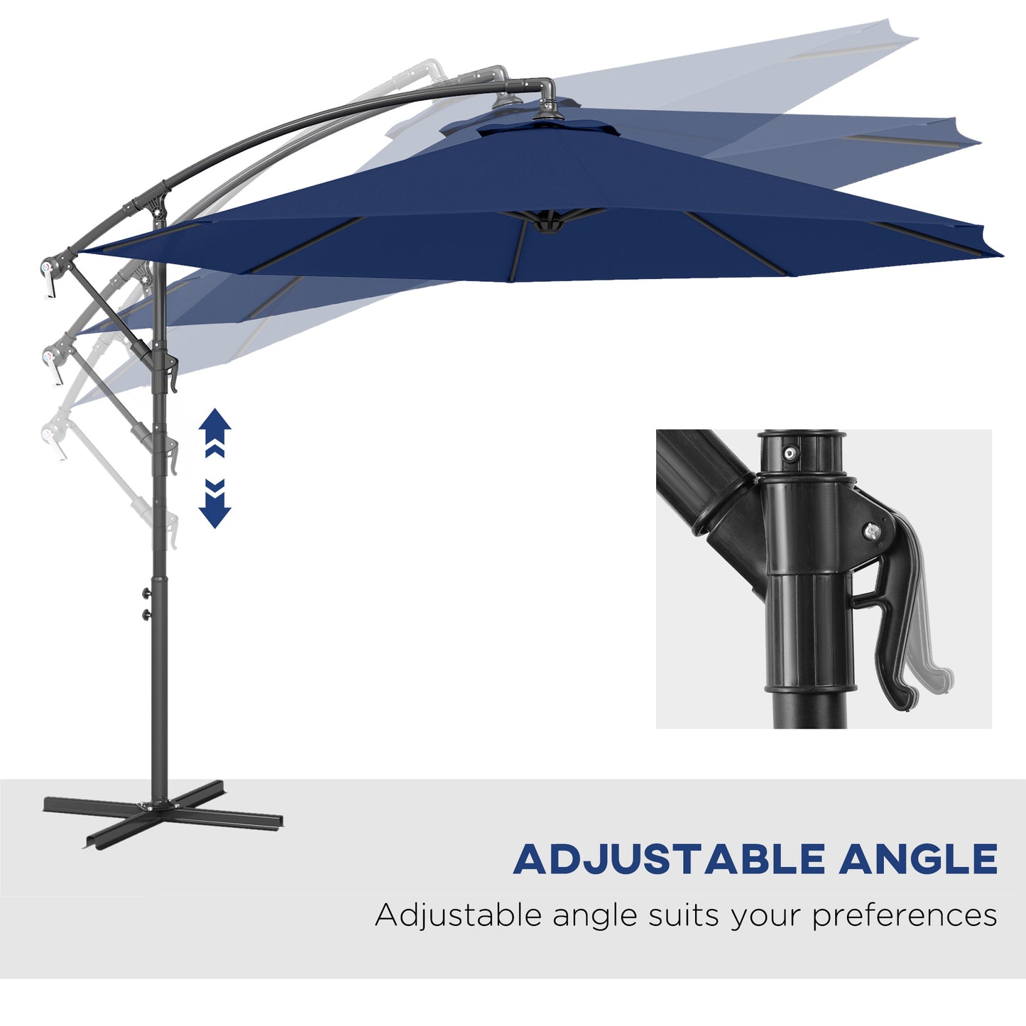 10-Foot Cantilever Patio Umbrella - Navy Blue, UV & Water Resistant