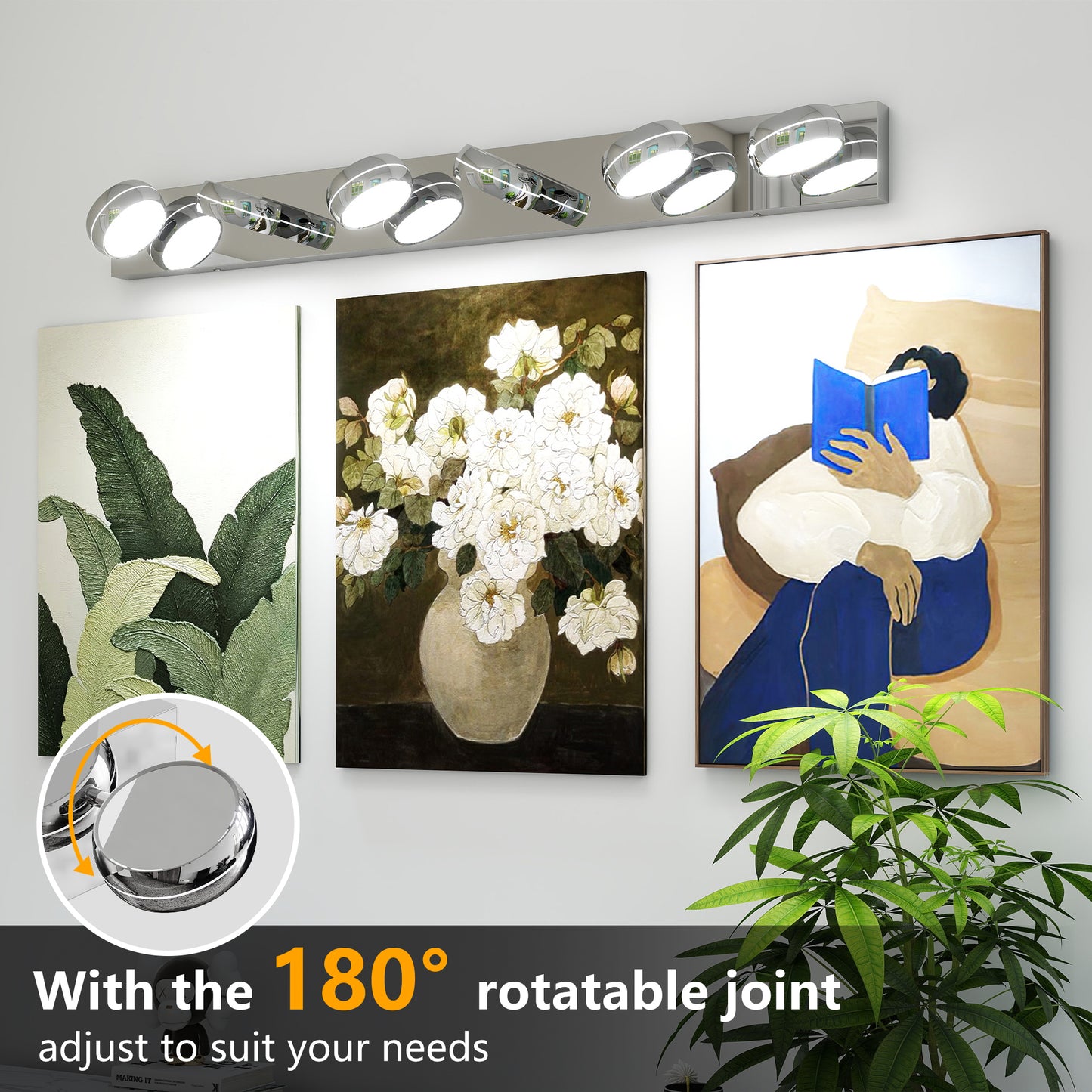 Modern LED Vanity Lights - 43in Bathroom Fixture with 6 Bulbs