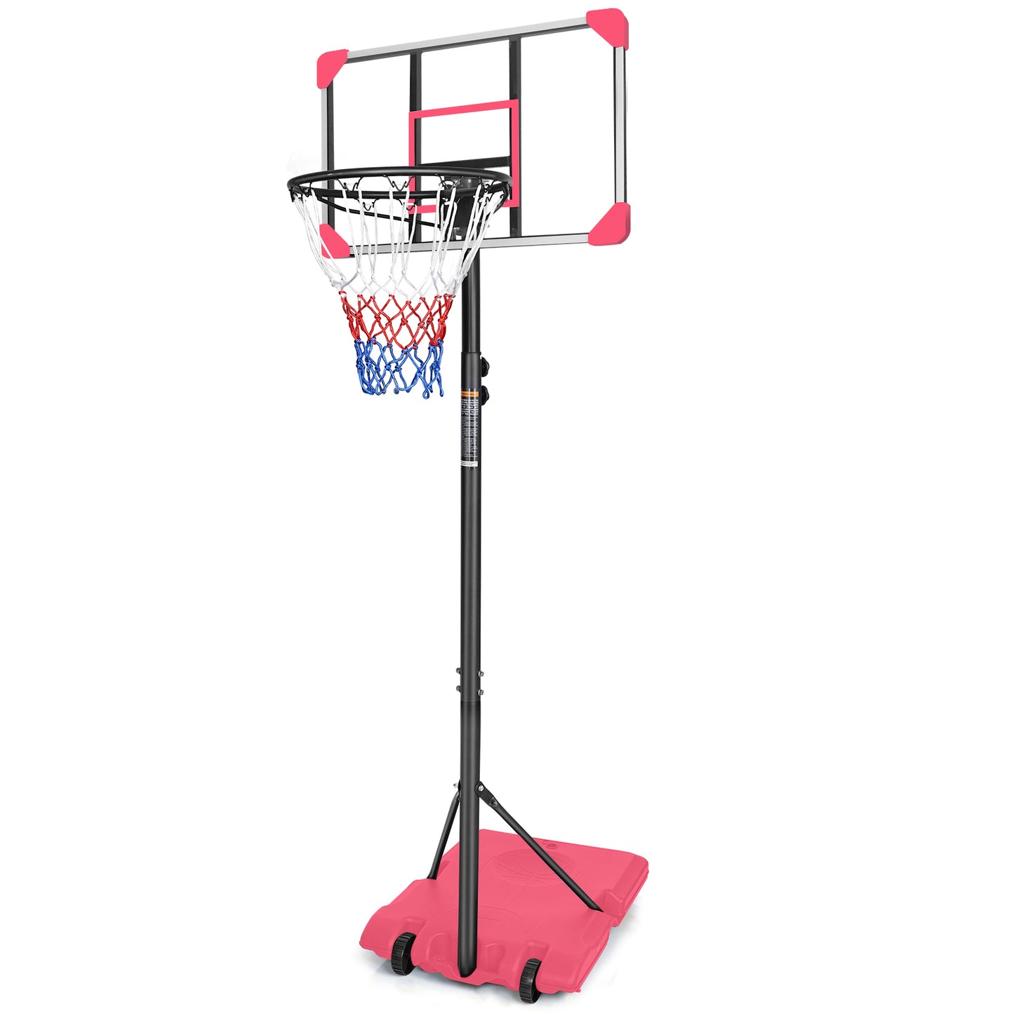Height Adjustable Portable Basketball Hoop - Pink, 5.6-7ft