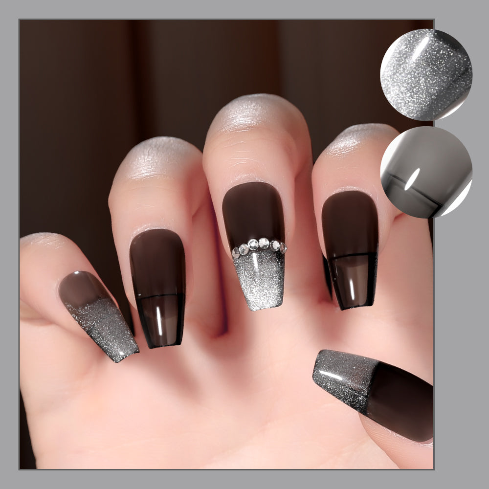 Nail Art Patches with Jelly Glue - Fake Nail Stickers for Manicure, 24 Pieces