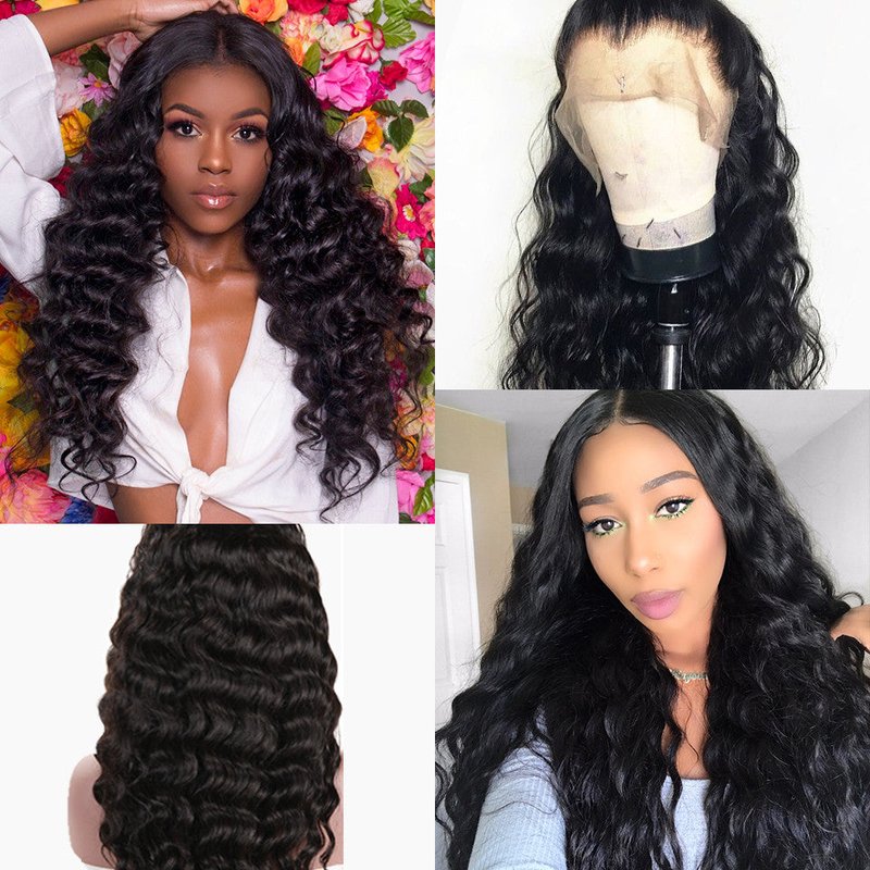 Pre-Colored Curly Wig with Front Lace and Adjustable Cap - Black, Small
