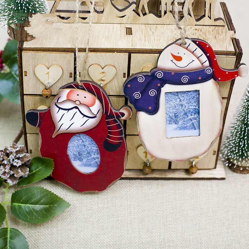 Christmas Wooden Pendant Photo Frame - Festive Holiday Decoration