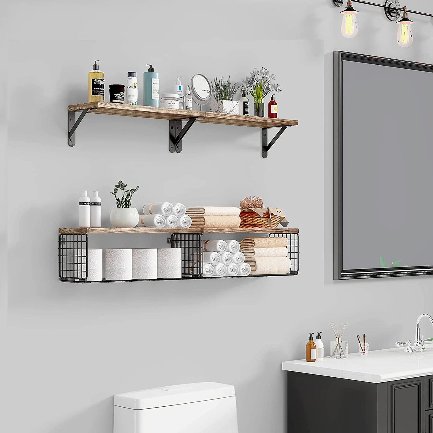 Wooden Shelf for Kitchen & Living Room Storage - 4-Tier Wall Rack