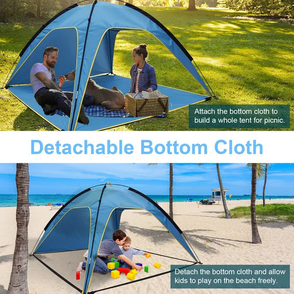 Beach Tent Sun Shelter with UV Protection - 6.9x6.9ft Canopy Tent for 4-6 Adults