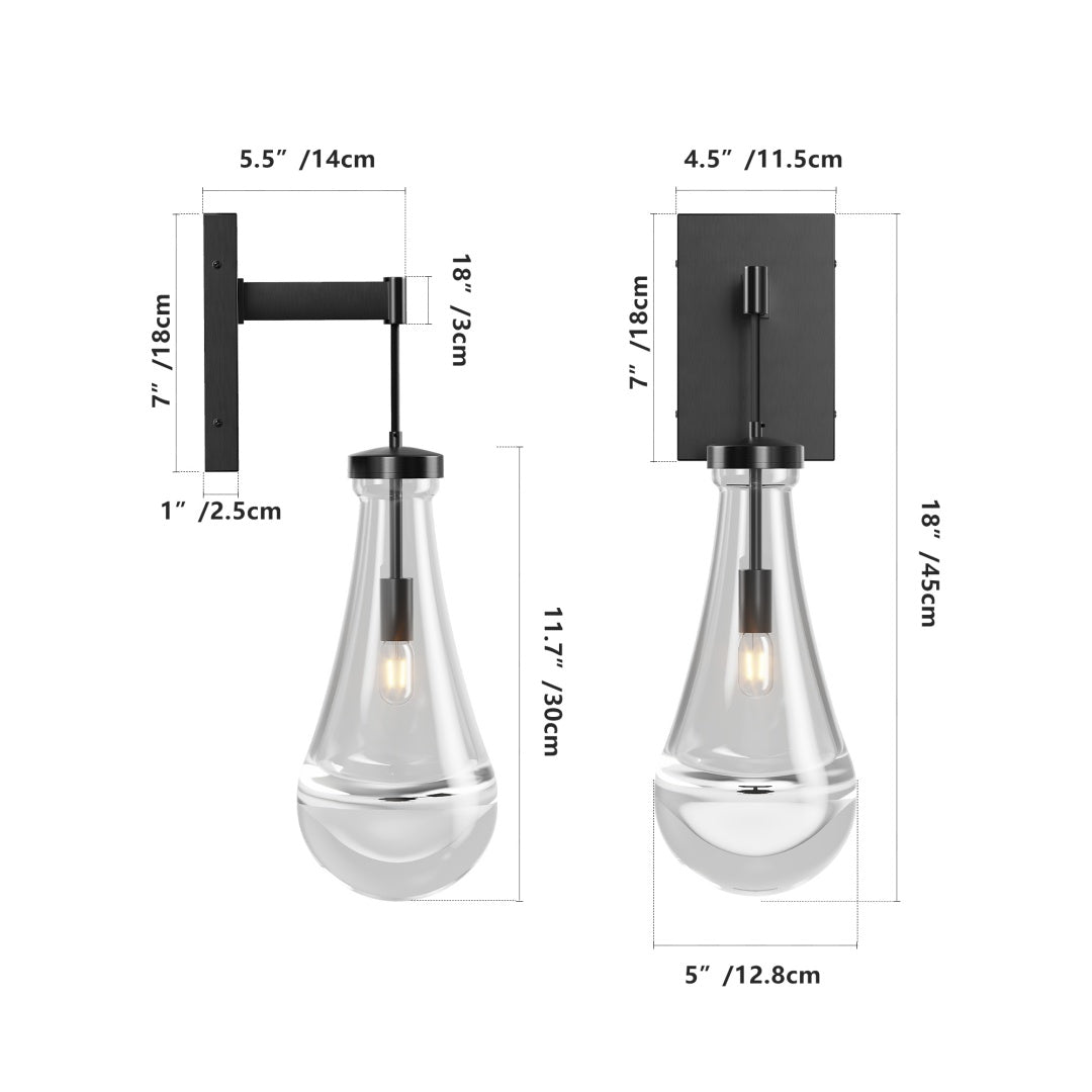 Modern Black Raindrop Wall Sconces - Set of 2 Dimmable Lighting